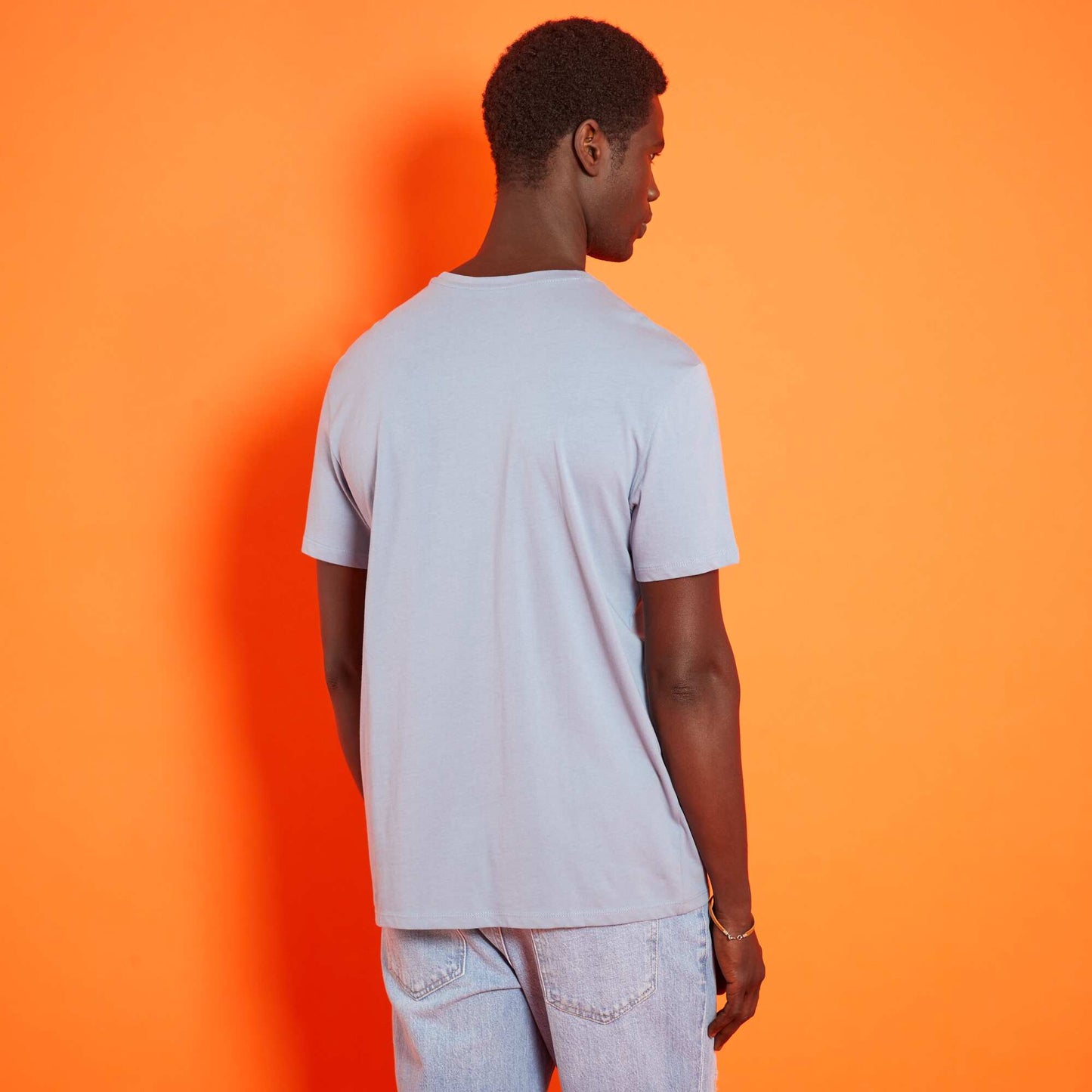 T-shirt jersey uni bleu denim