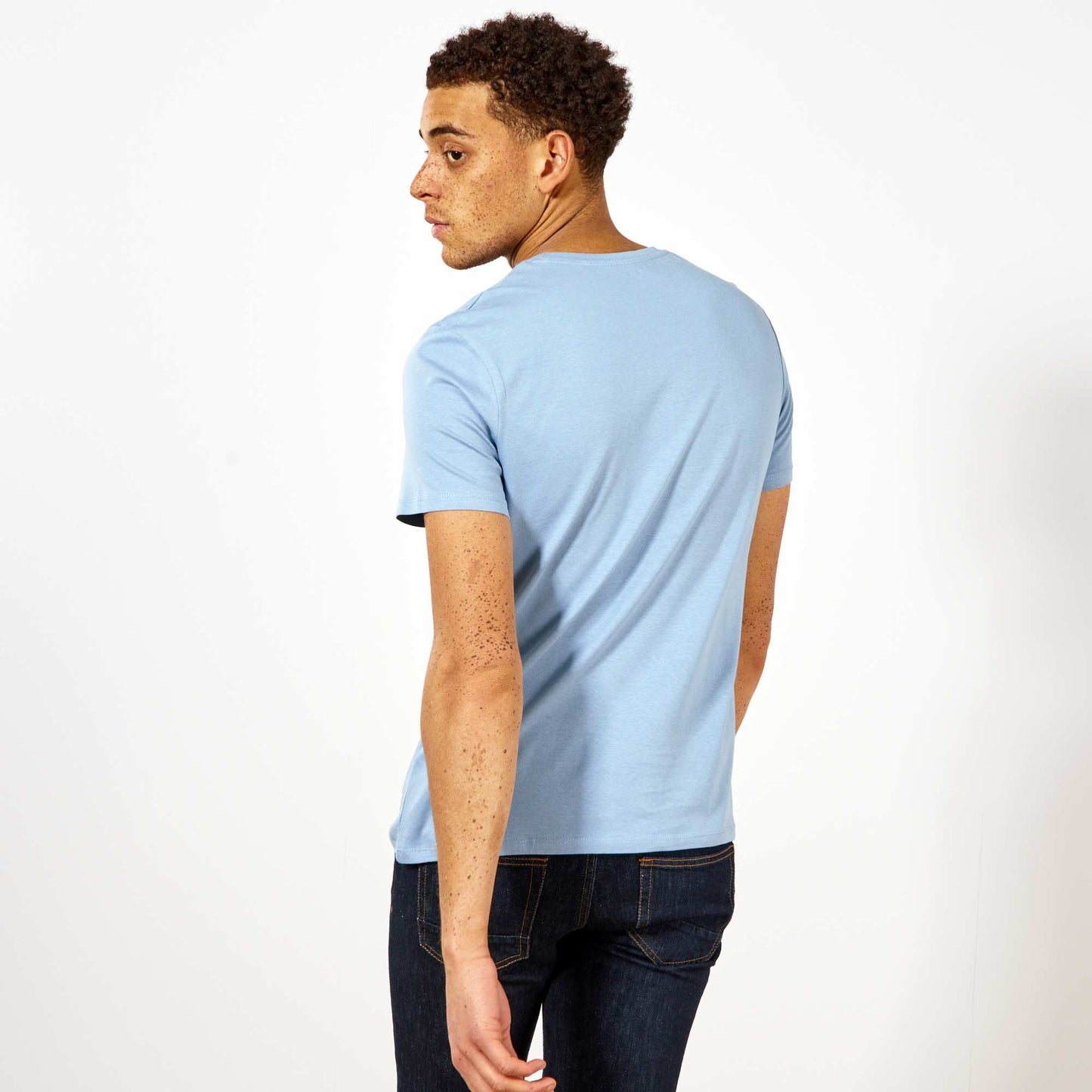 T-shirt jersey uni bleu denim