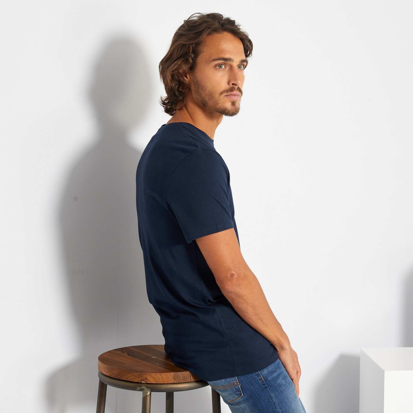 T-shirt jersey uni Bleu marine