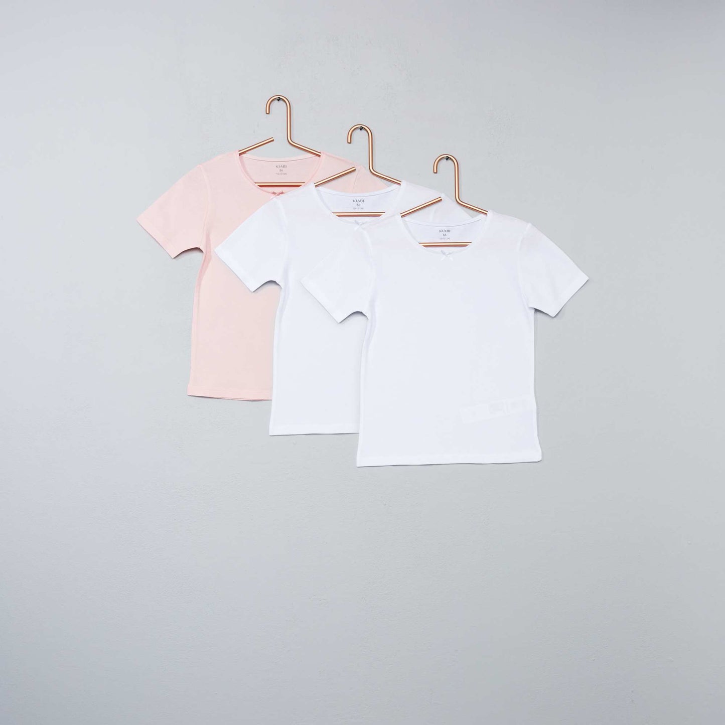 Lot de 3 maillots de corps en coton blanc/rose