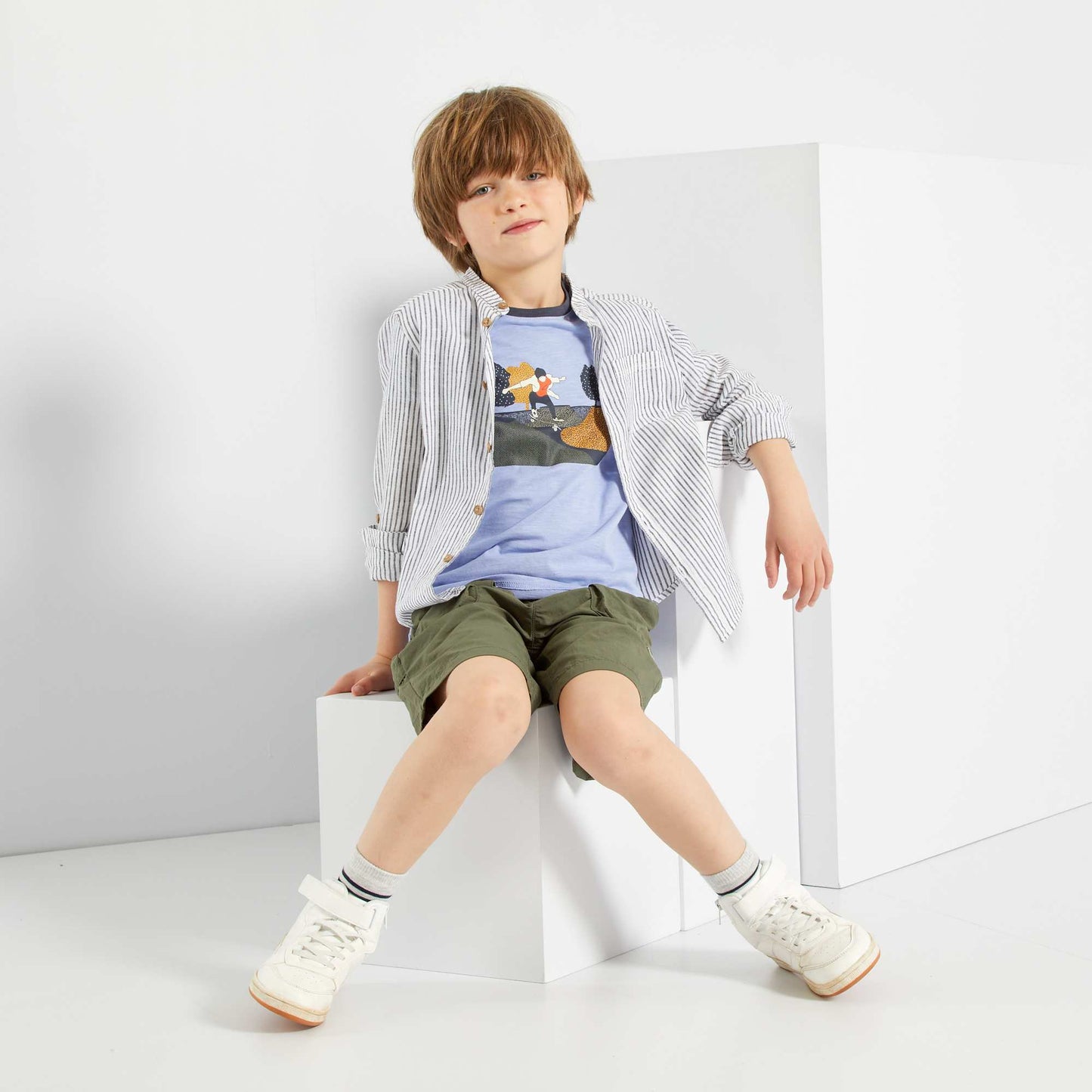 Chemise col mao blanc ray