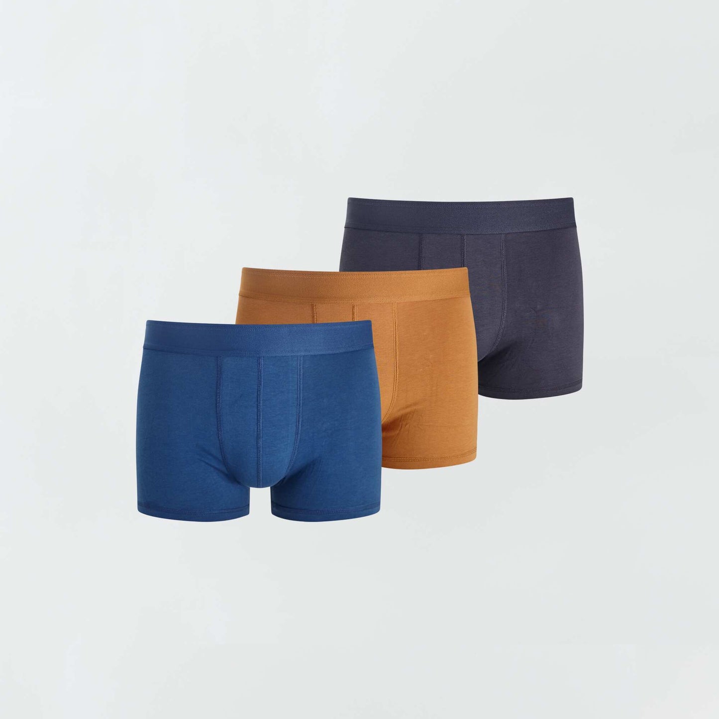 Lot de 3 boxers unis marron/gris/bleu