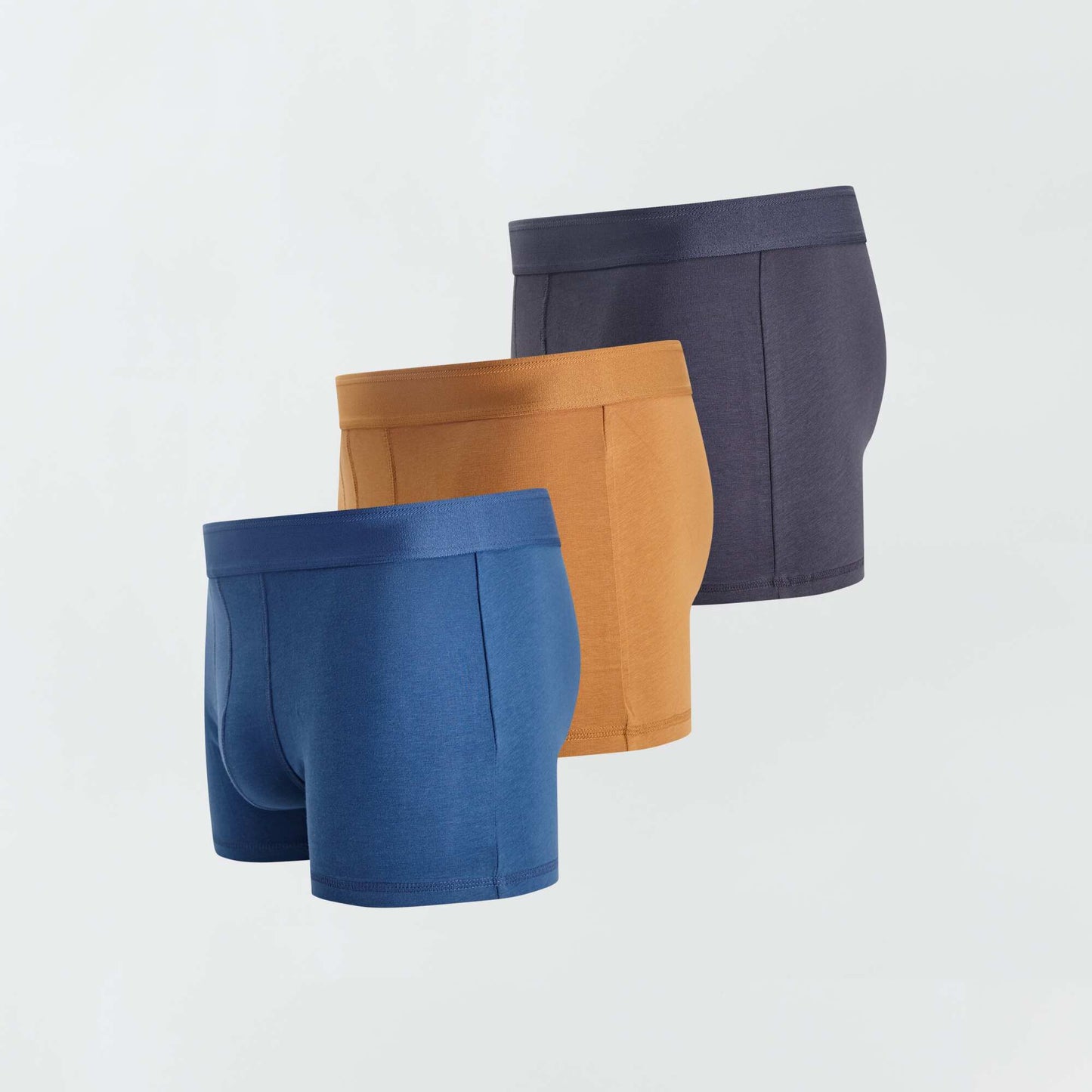 Lot de 3 boxers unis marron/gris/bleu