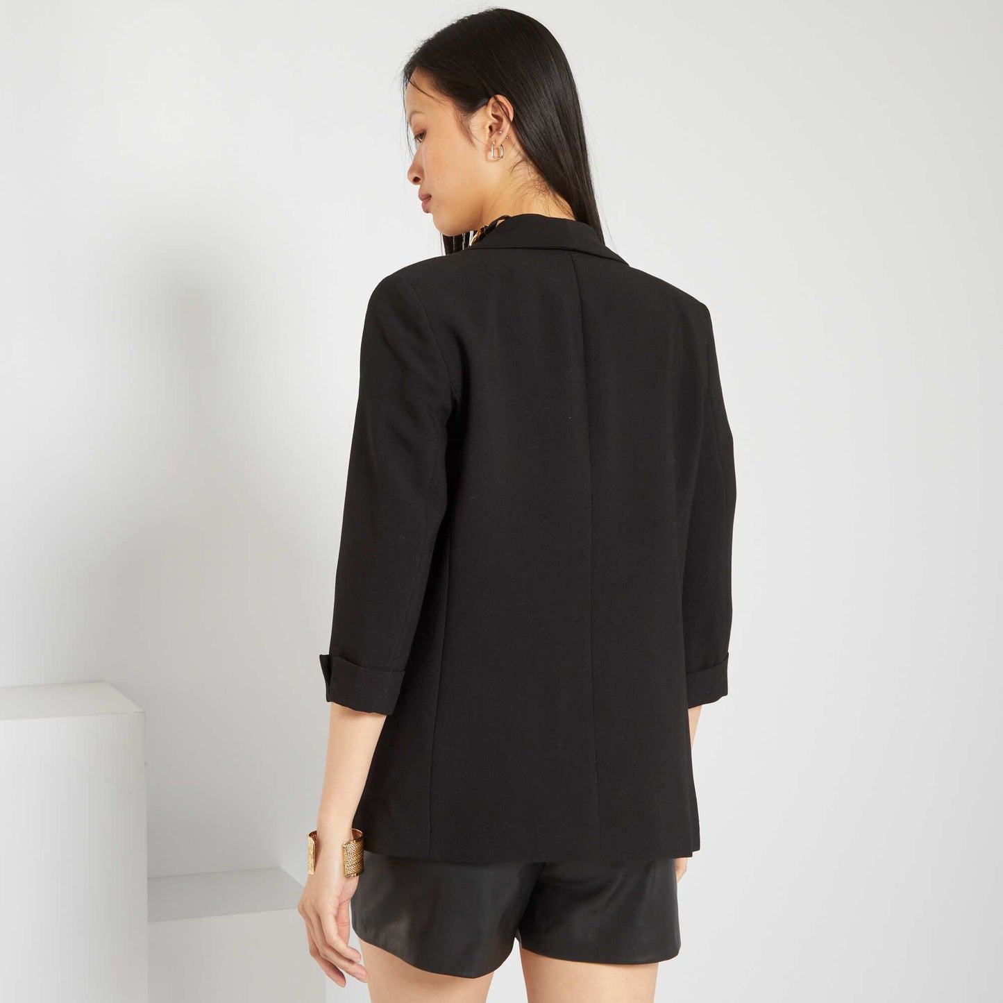 Veste blazer col droit noir