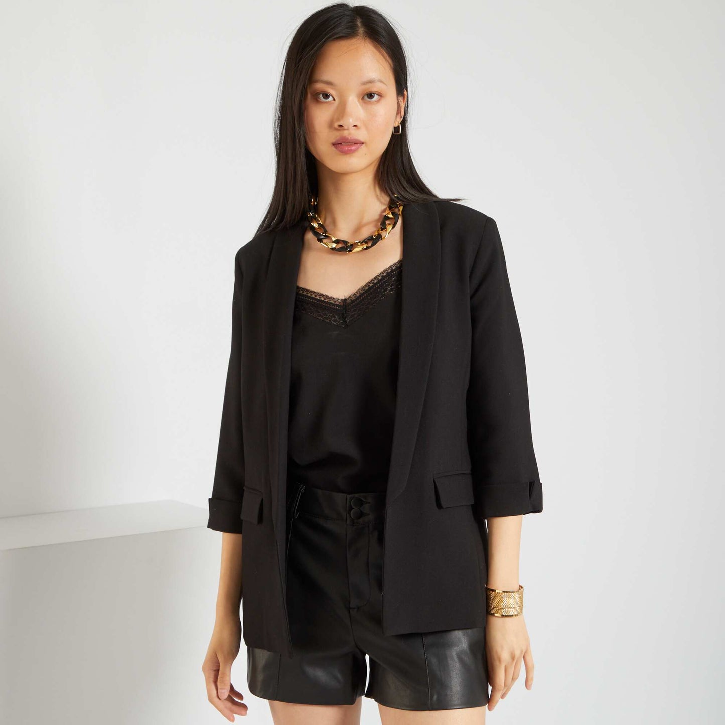 Veste blazer col droit noir