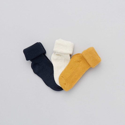 Lot 3 paires de chaussettes  co-con ues jaune/blanc:bleu