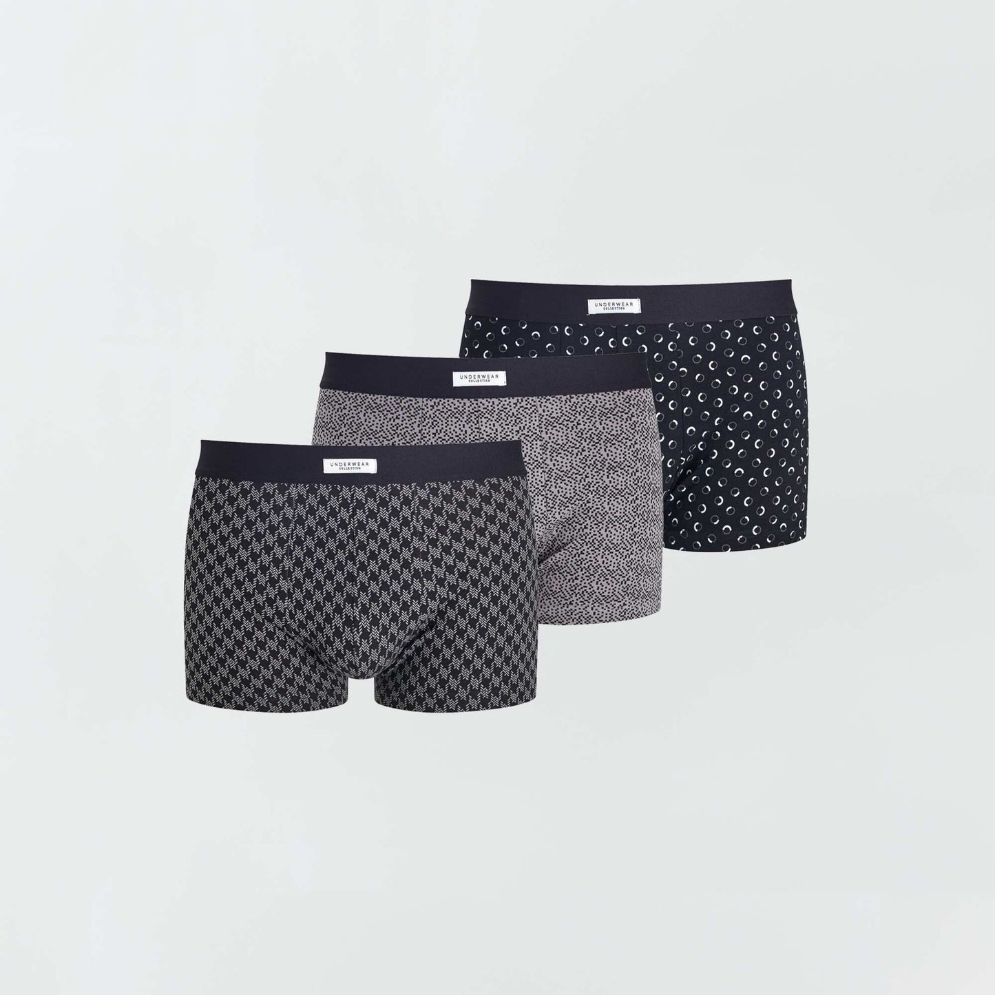 Lot 3 boxers stretch Noir /gris