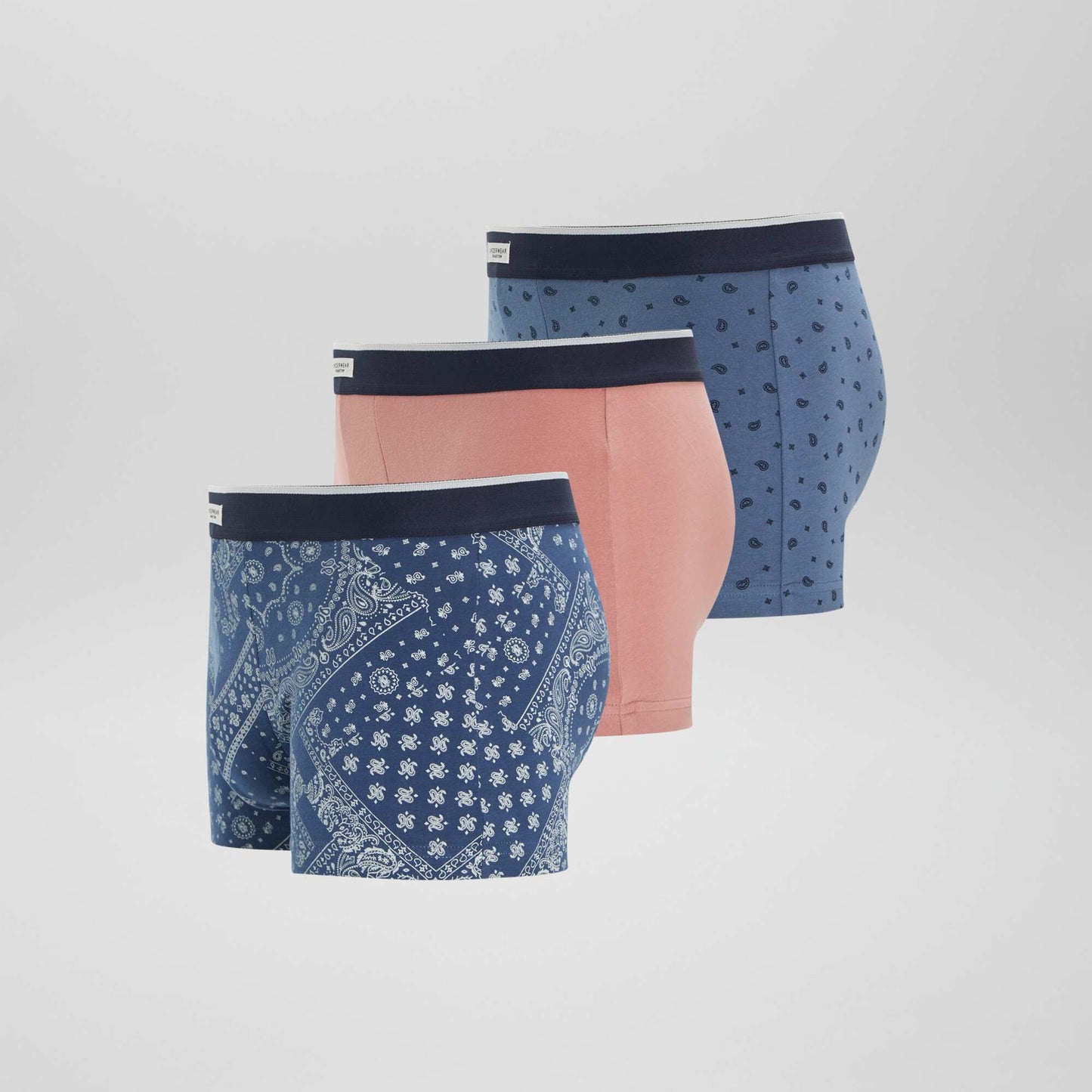 Lot 3 boxers stretch Bleu/rose