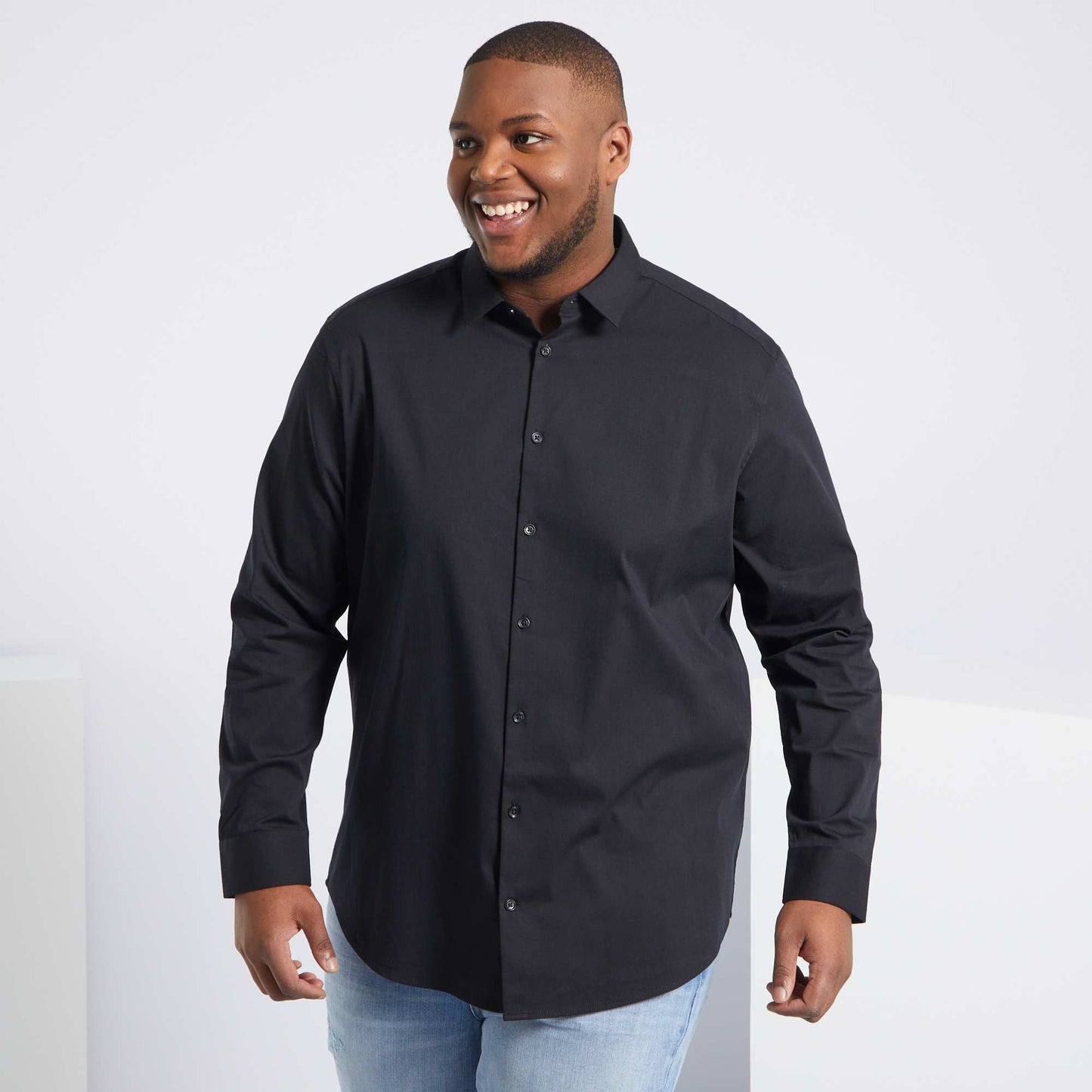 Chemise en twill stretch noir