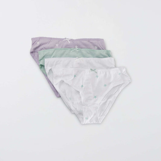 Culottes en jersey avec n ud fantaisie - Lot de 4 violet/blanc/vert