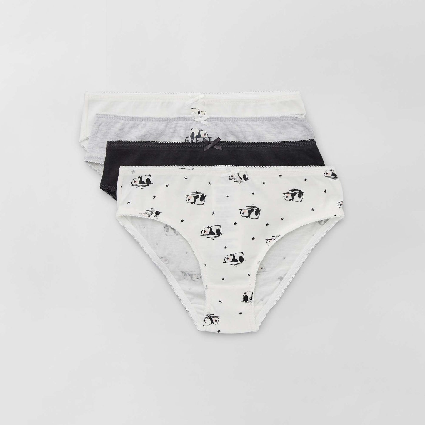 Culottes en jersey avec n ud fantaisie - Lot de 4 blanc/noir/gris