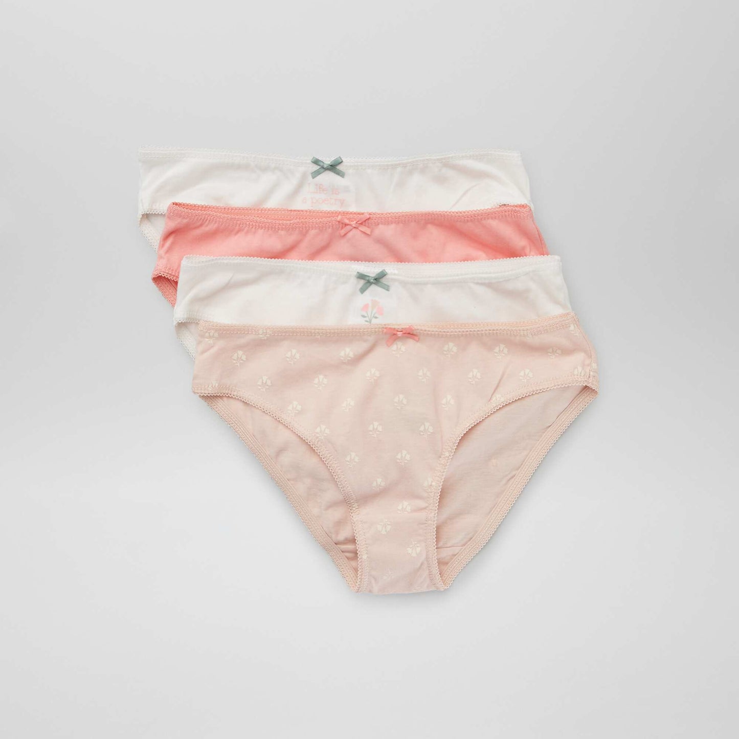 Culottes en jersey avec n ud fantaisie - Lot de 4 Rose/blanc