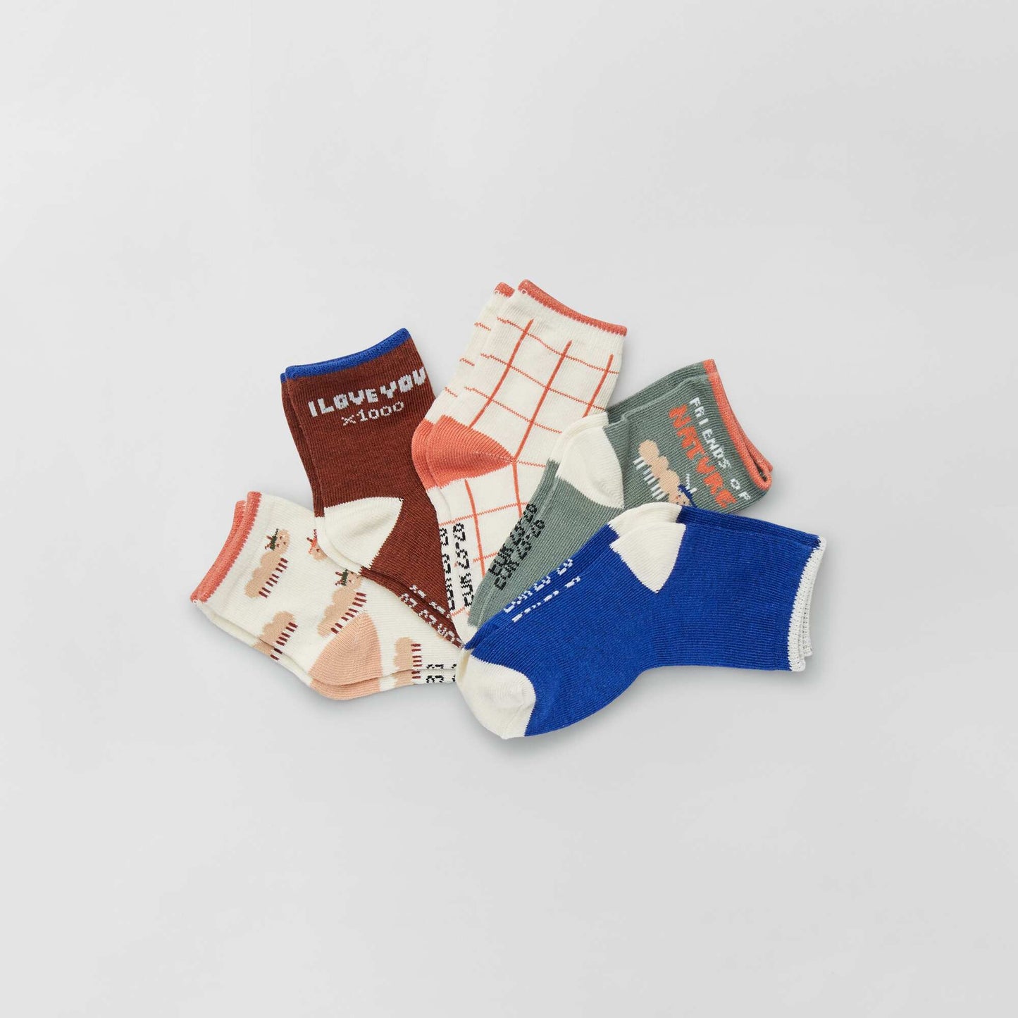 Chaussettes fantaisie - Lot de 5 Marron/Beige