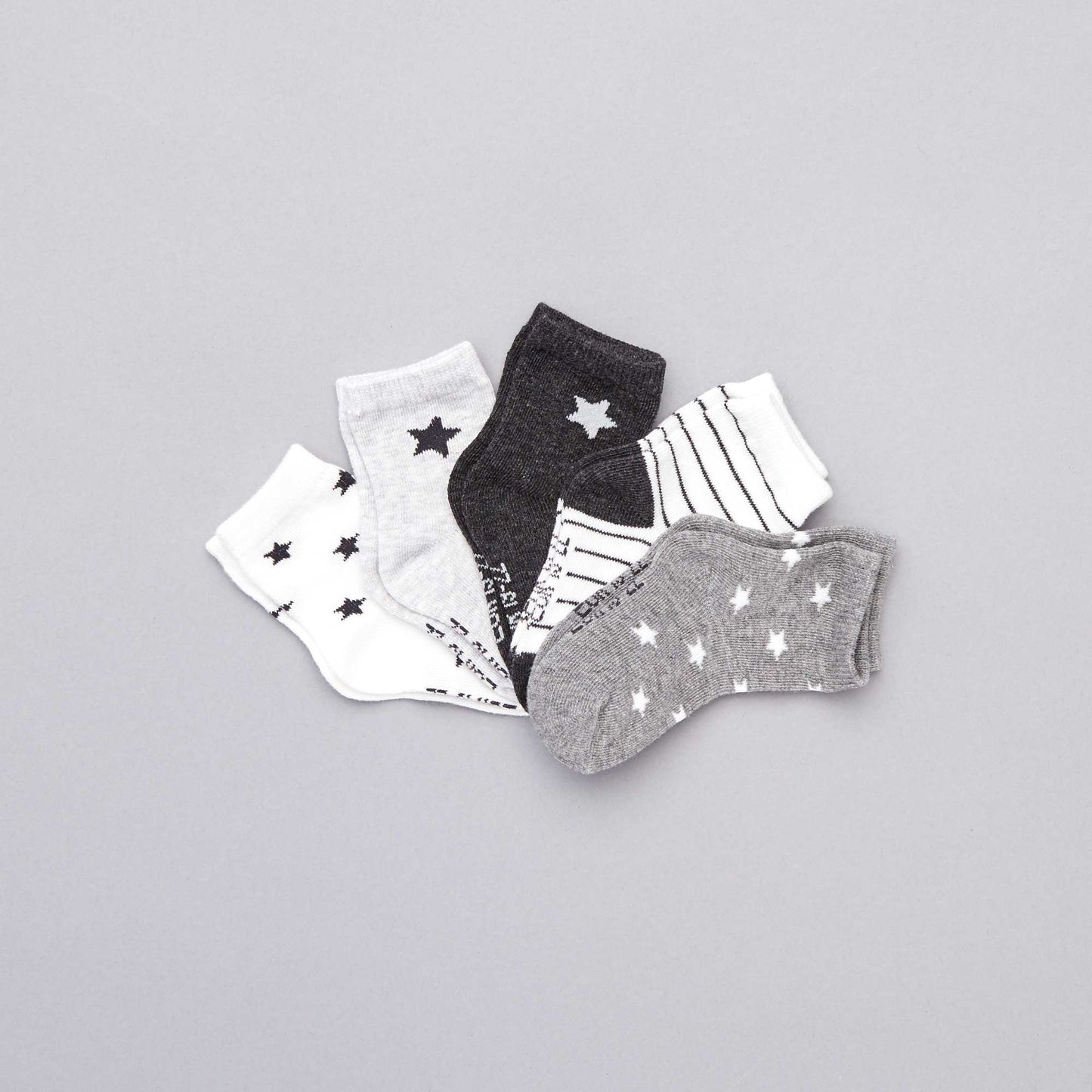 Chaussettes fantaisie - Lot de 5 gris blanc