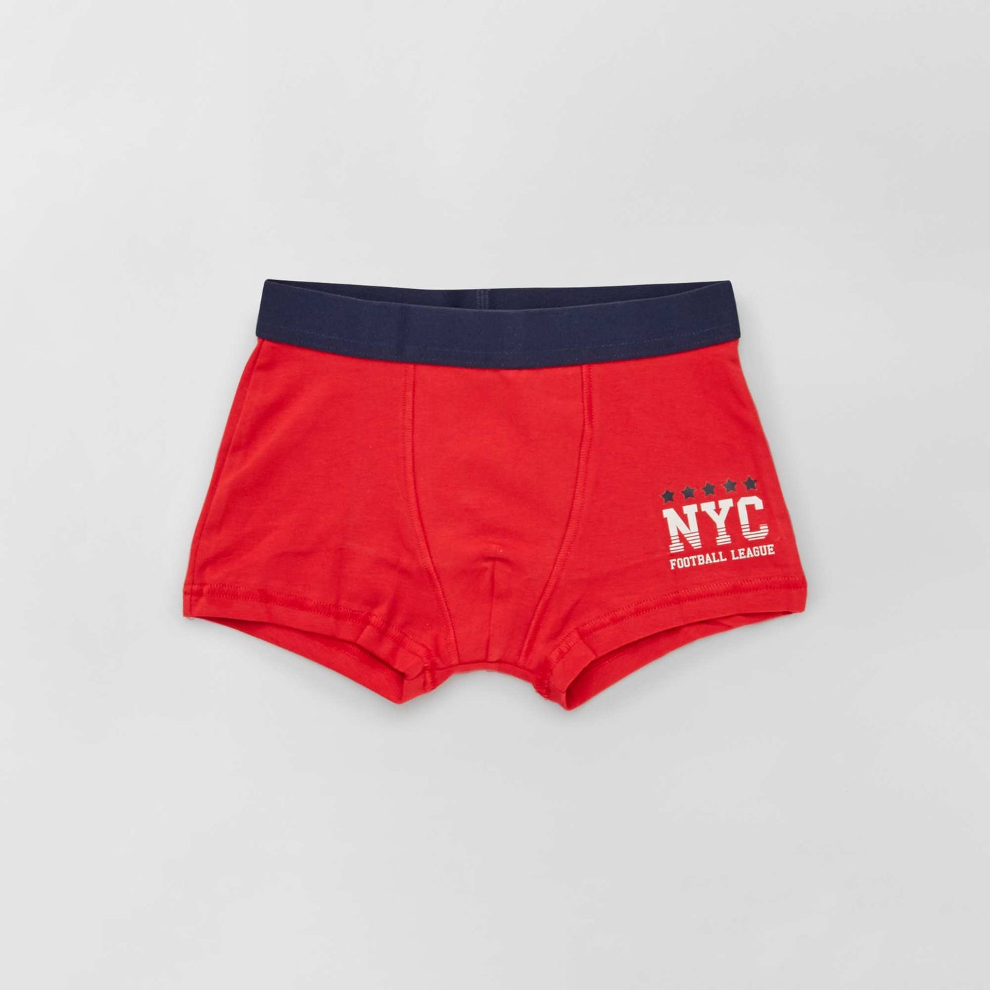 Lot de 3 boxers en coton bleu marine/rouge/gris