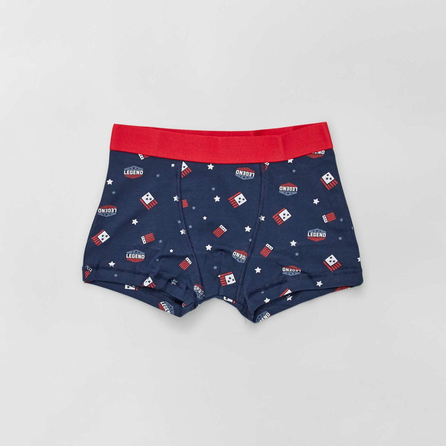 Lot de 3 boxers en coton bleu marine/rouge/gris
