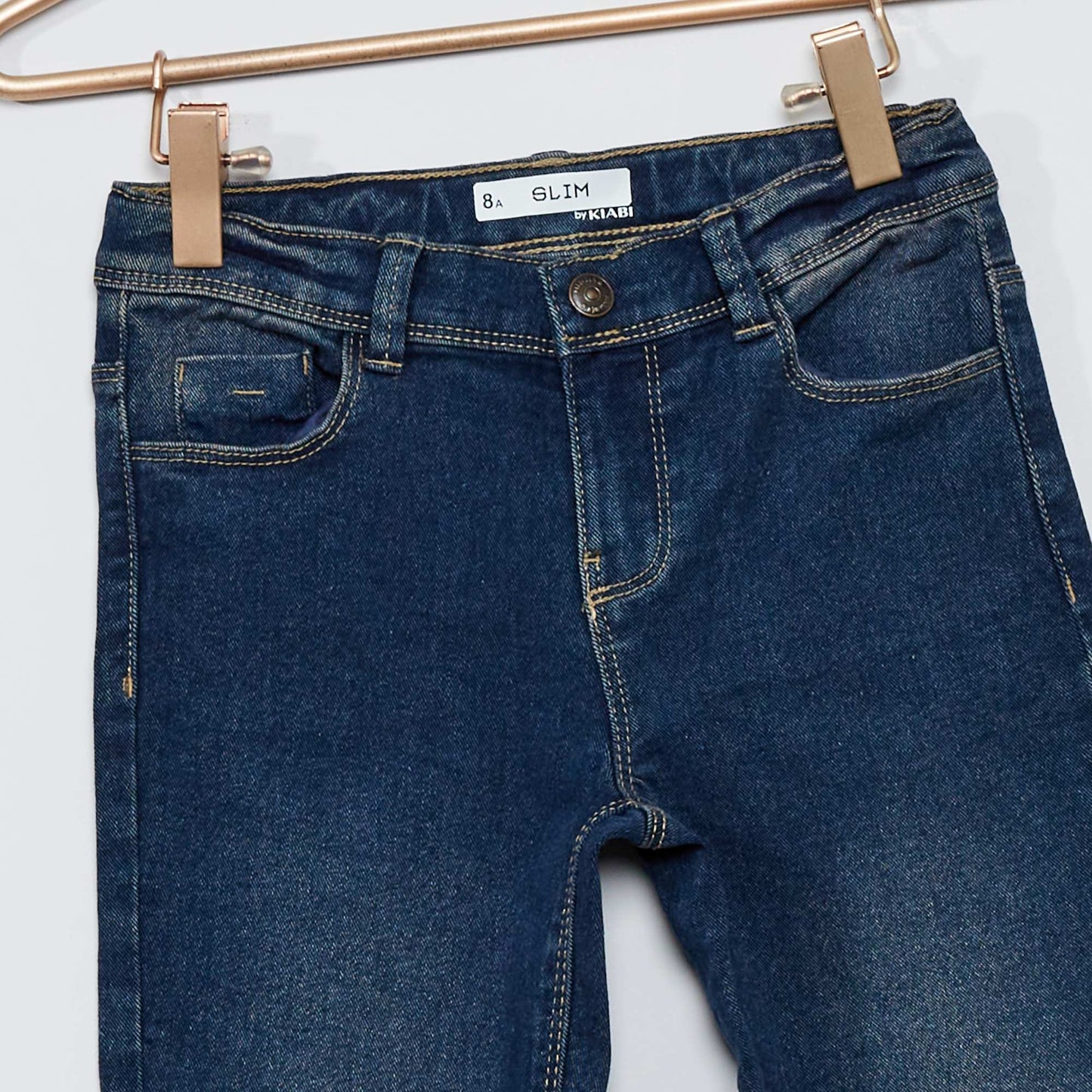 Jean slim taille ajustable brut