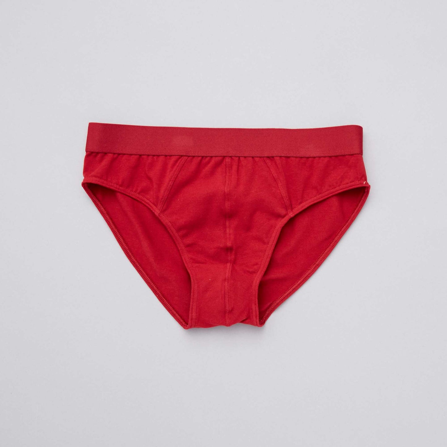 Lot de 3 slips unis en coton bleu gris rouge