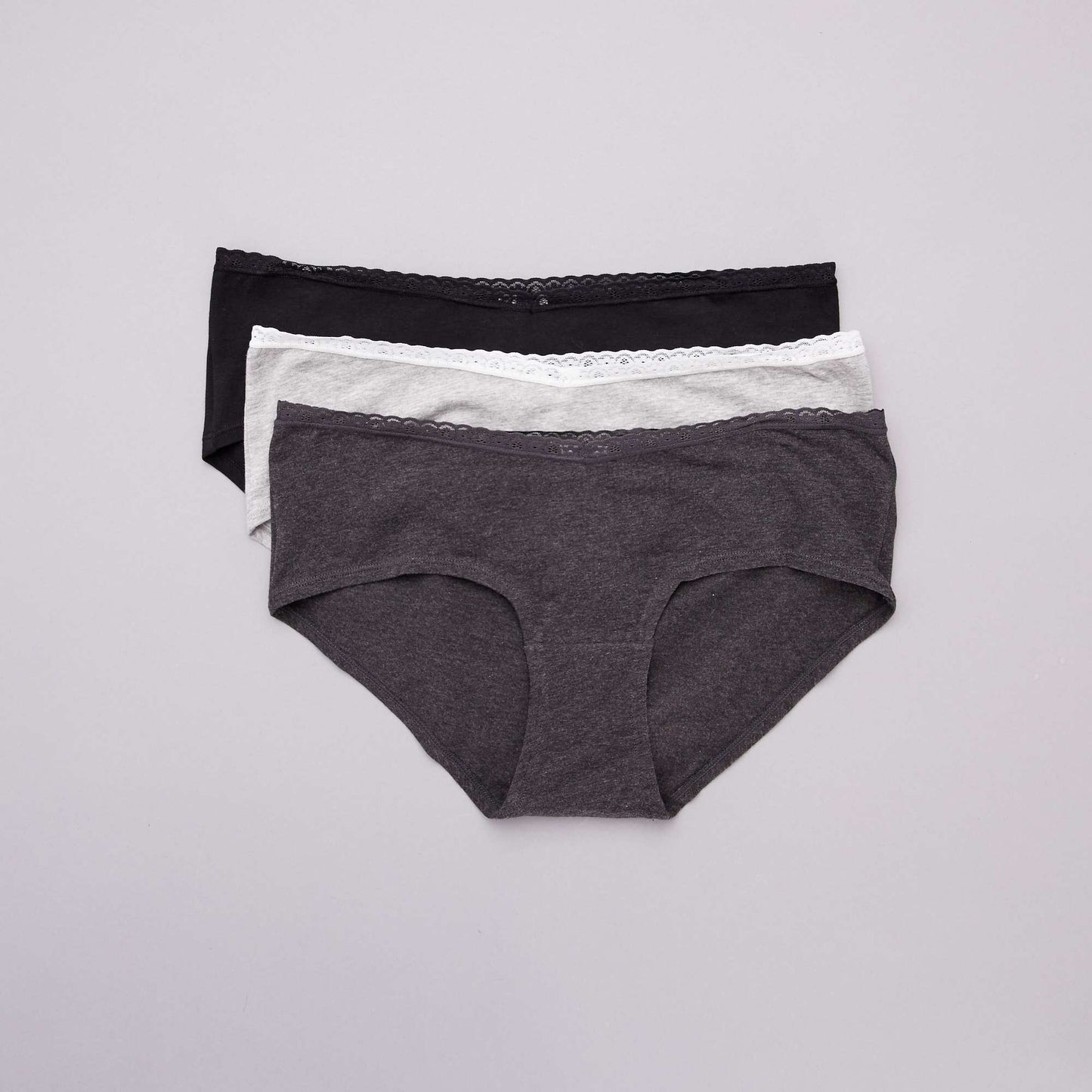 Lot de 3 shorties maternit noir/gris clair/gris fonc