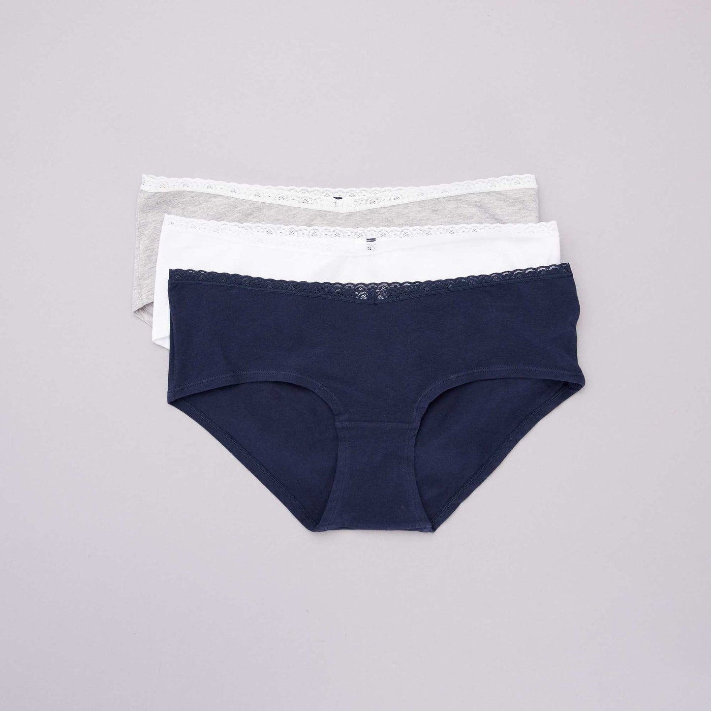 Lot de 3 shorties maternit blanc/gris/marine