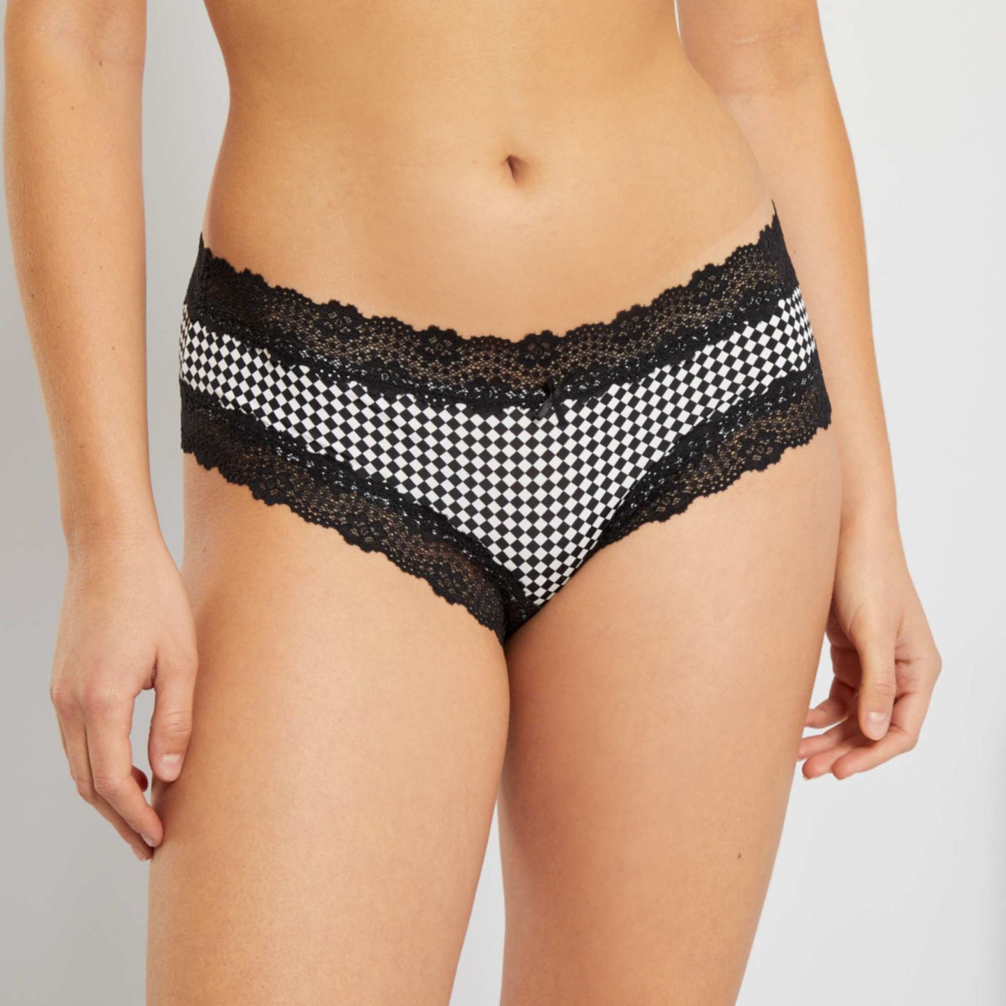 Lot de 2 shorties microfibre noir losanges/noir