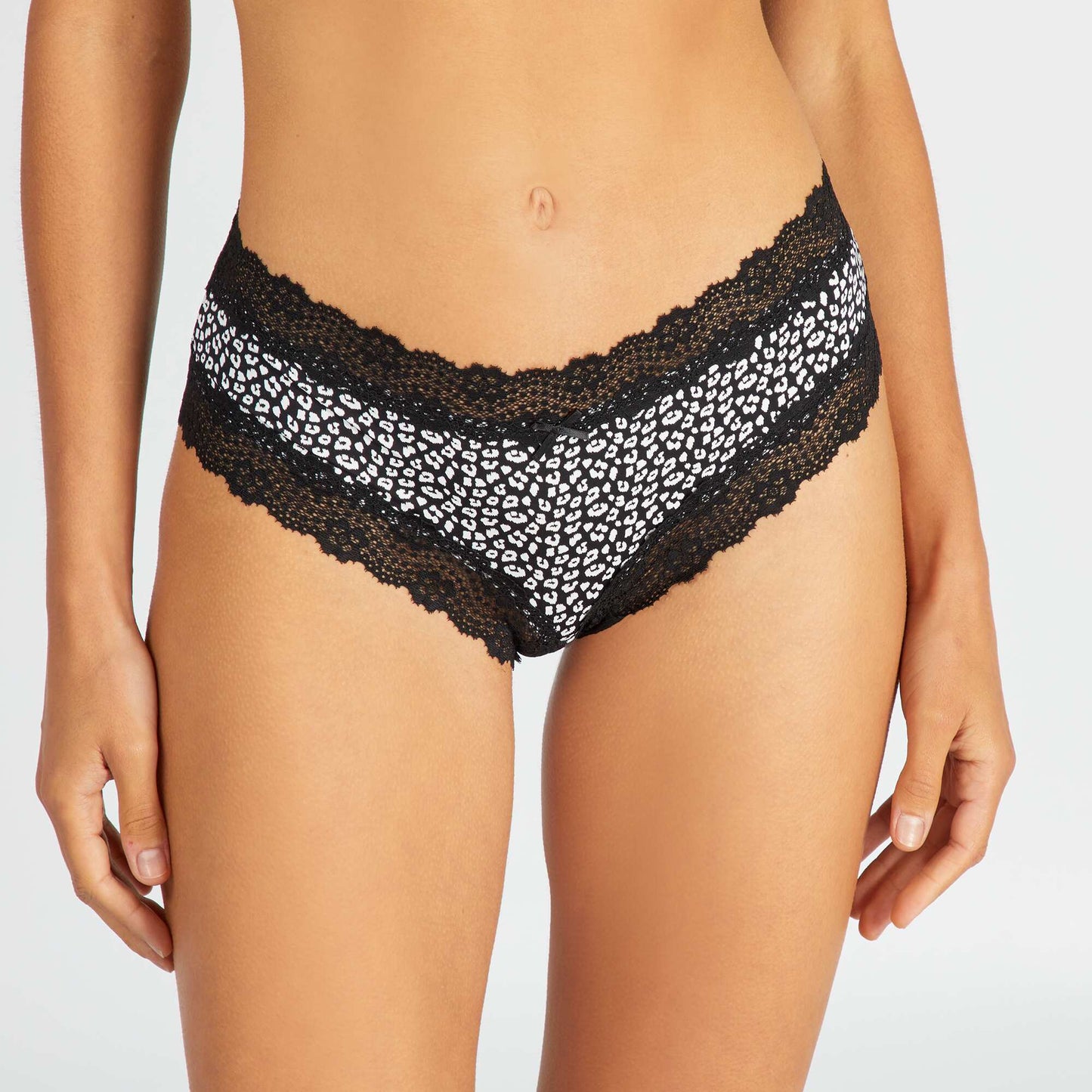 Lot de 2 shorties microfibre Noir/blanc l opard