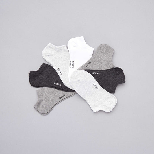 Lot de 7 paires de chaussettes invisibles gris blanc