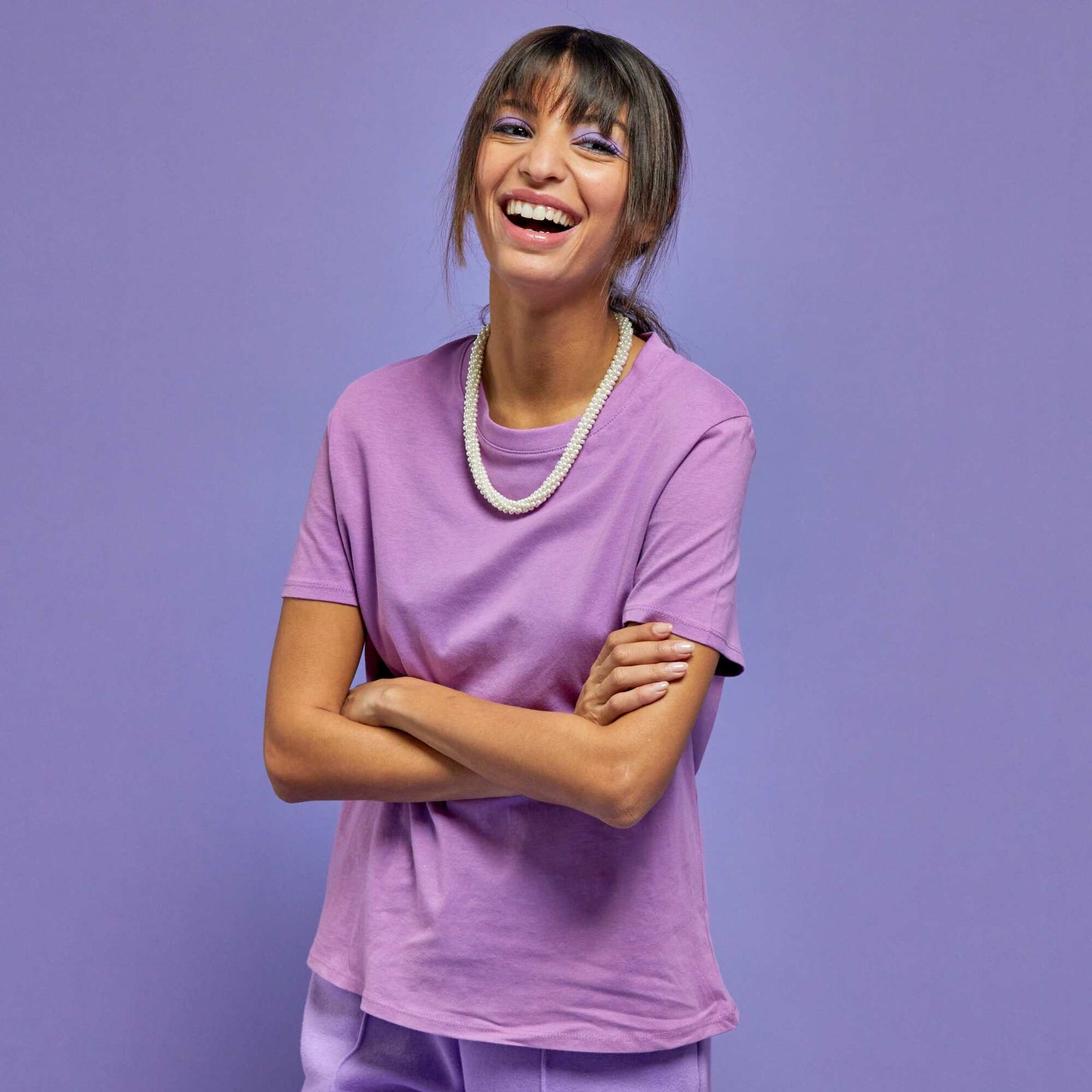 T-shirt uni en jersey rose iris