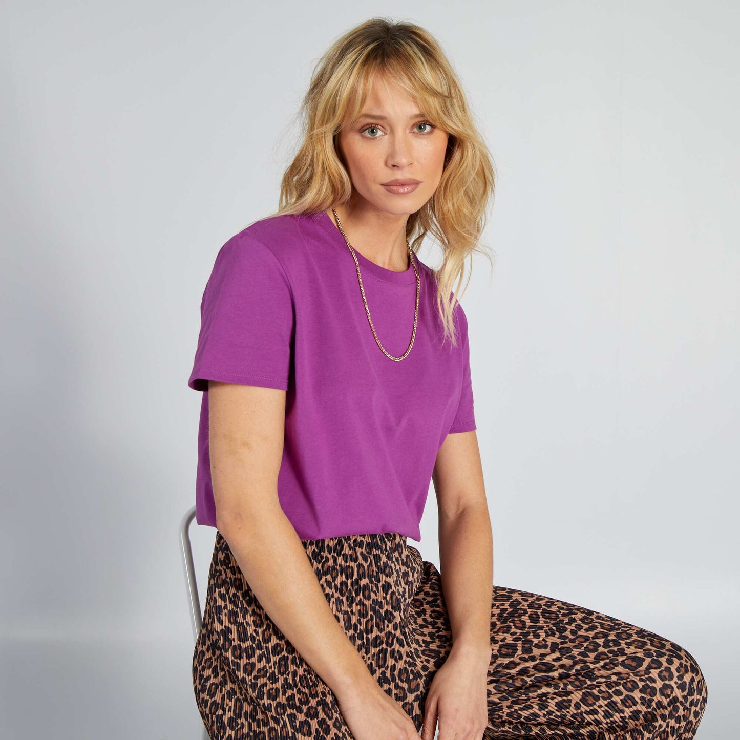 T-shirt uni en jersey Violet