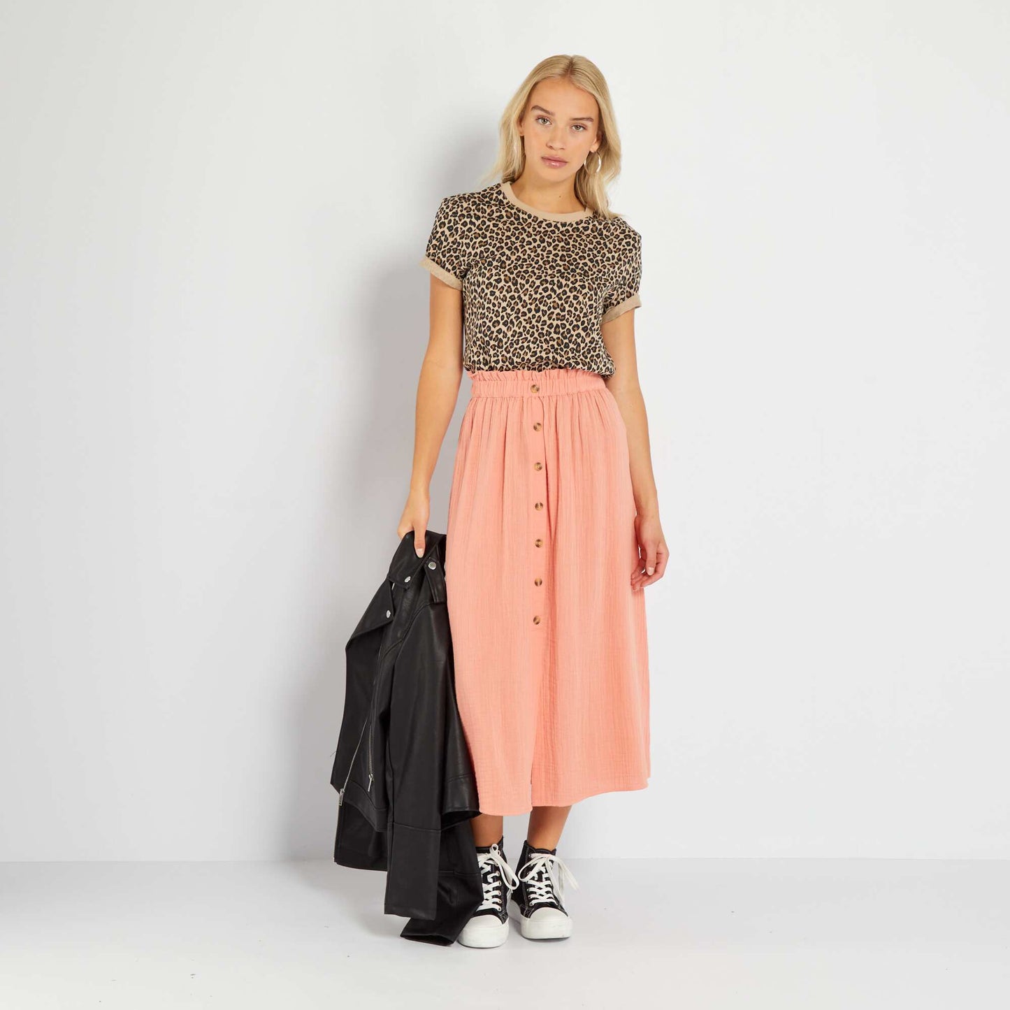 T-shirt en jersey imprim Beige
