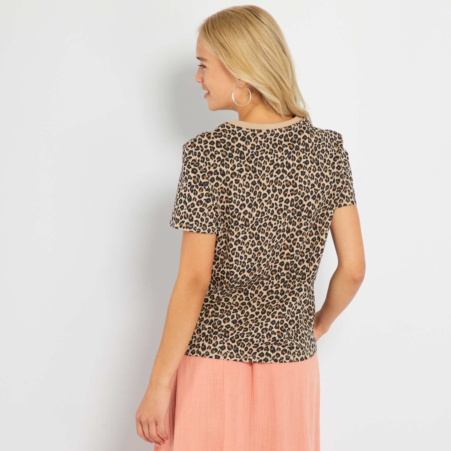 T-shirt en jersey imprim Beige
