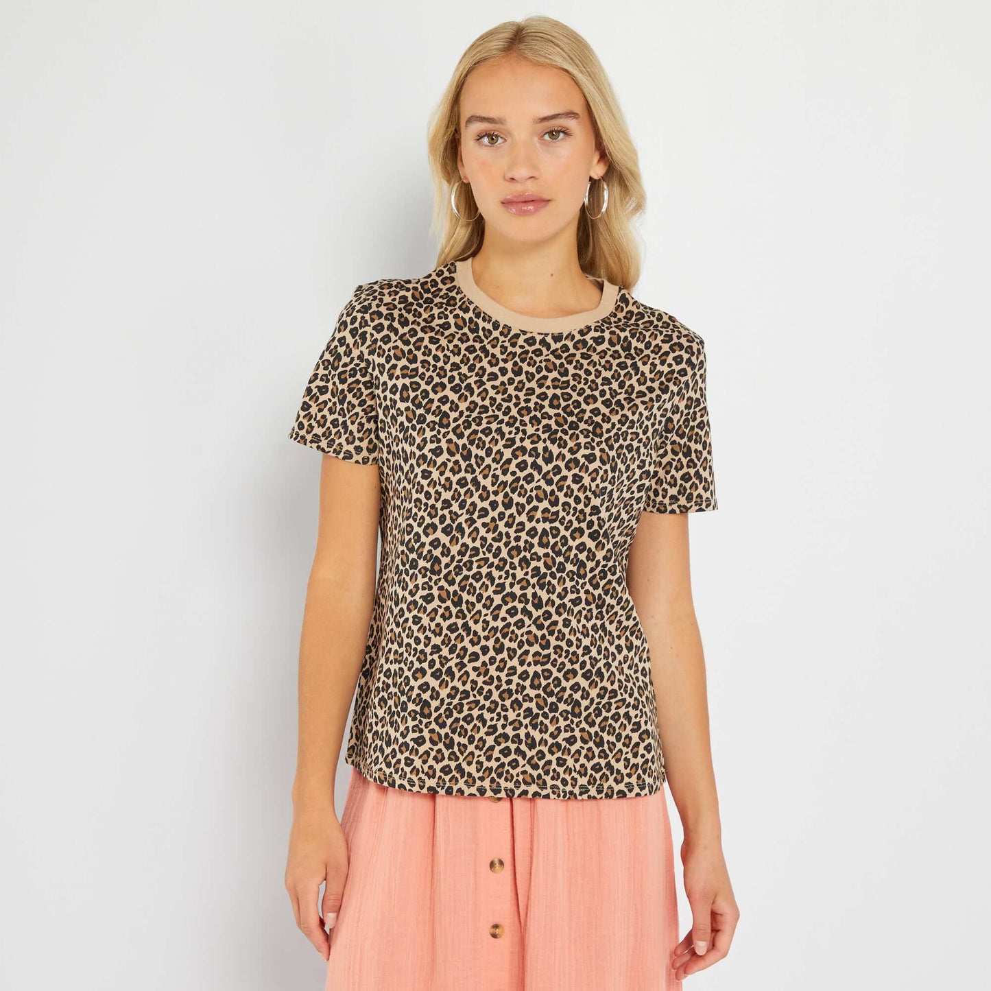 T-shirt en jersey imprim Beige