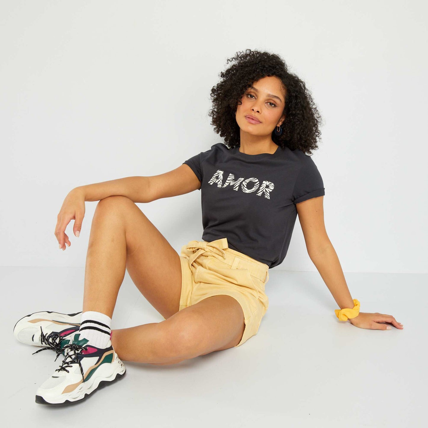 T-shirt en jersey imprim Noir
