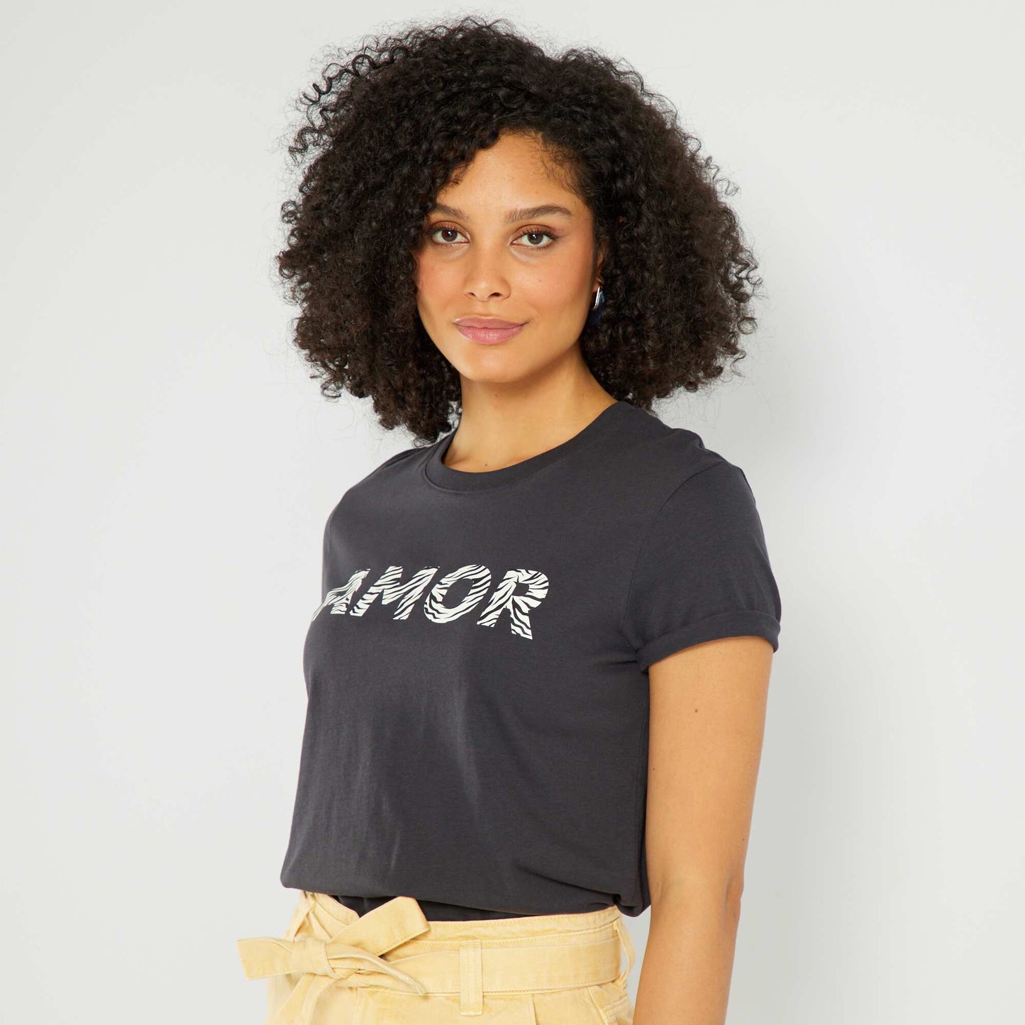 T-shirt en jersey imprim Noir