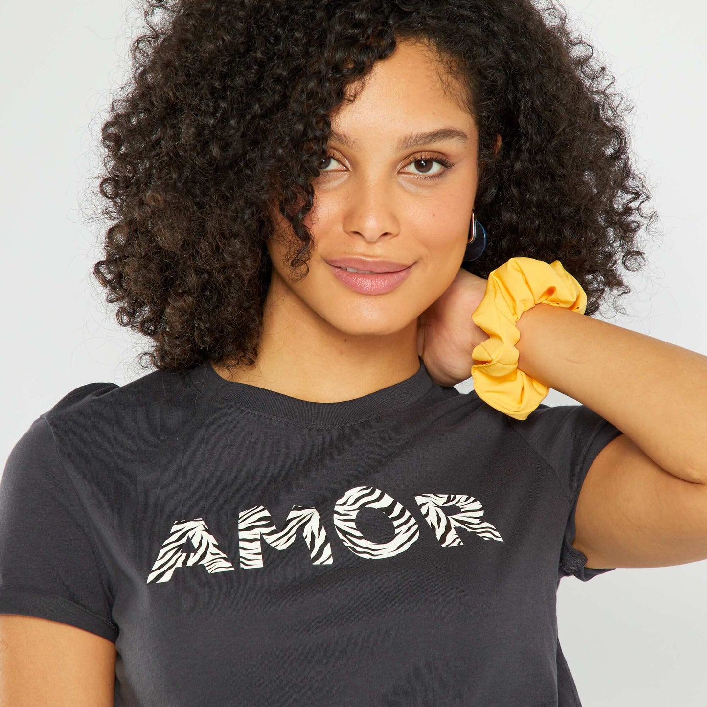 T-shirt en jersey imprim Noir