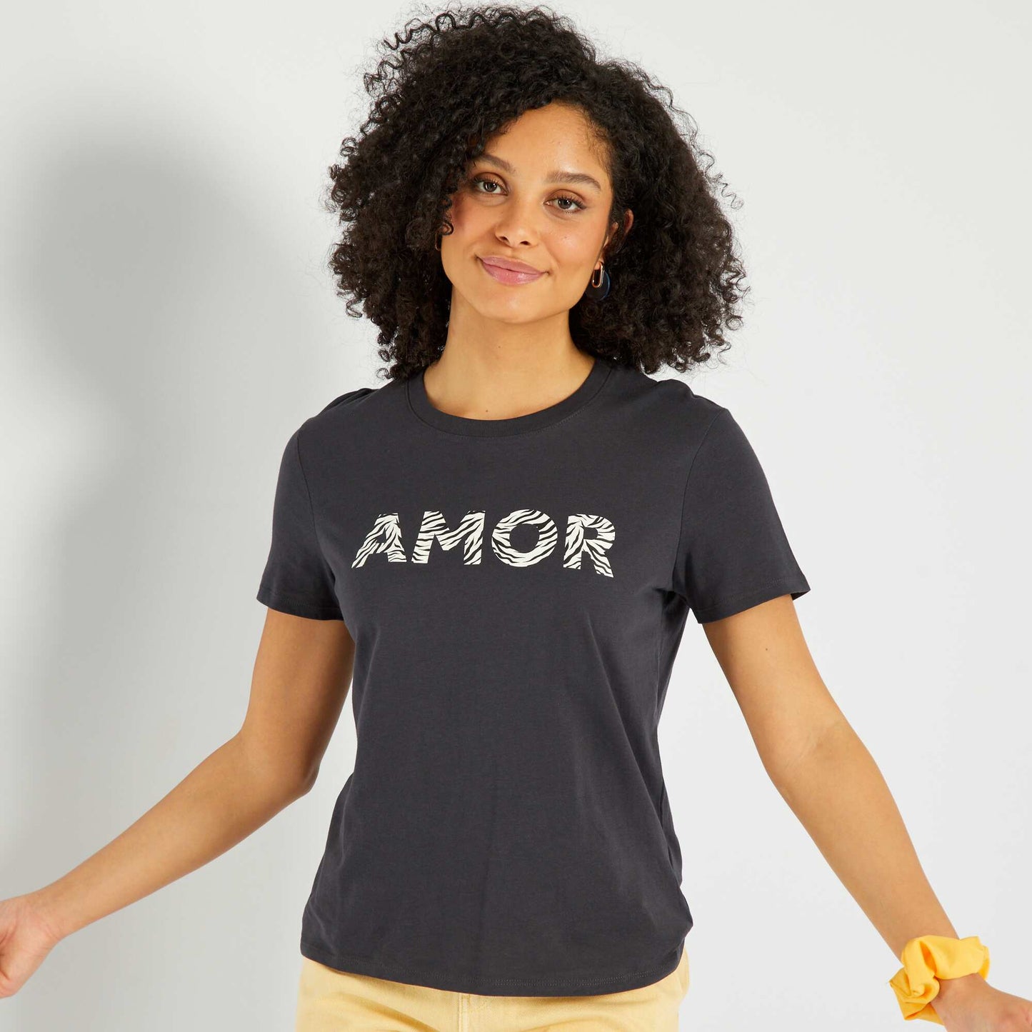 T-shirt en jersey imprim Noir