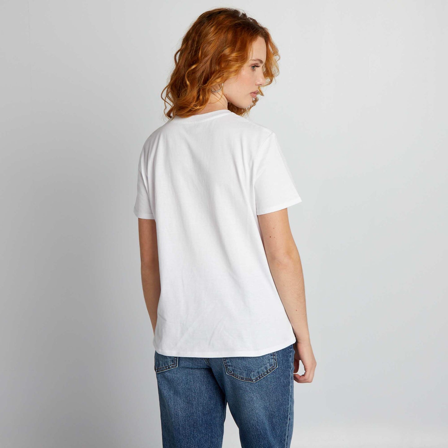 T-shirt en jersey imprim Blanc 'visage'