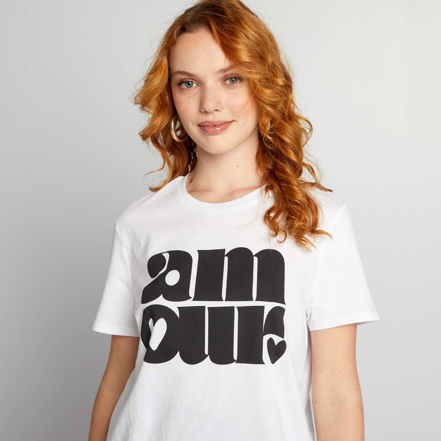 T-shirt en jersey imprim Blanc 'amour'