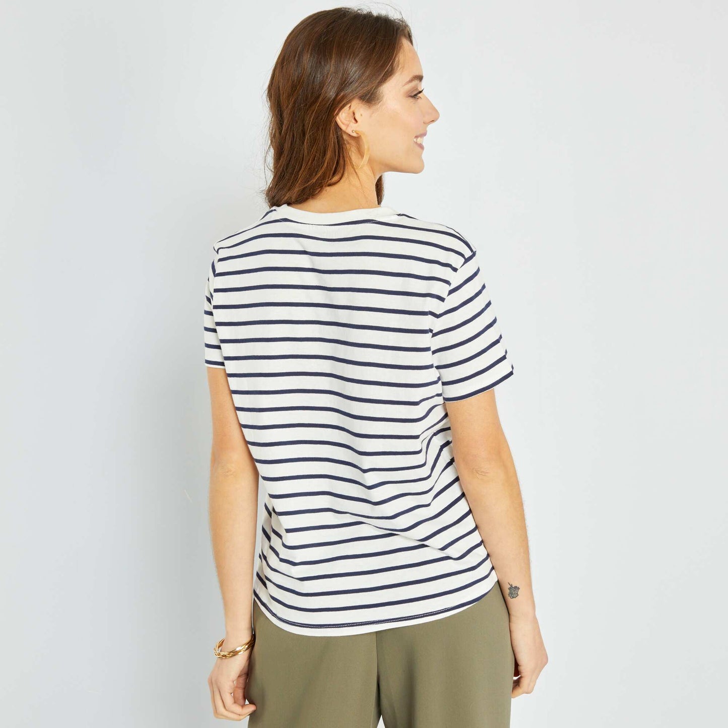T-shirt co-con u 'rayures' Blanc