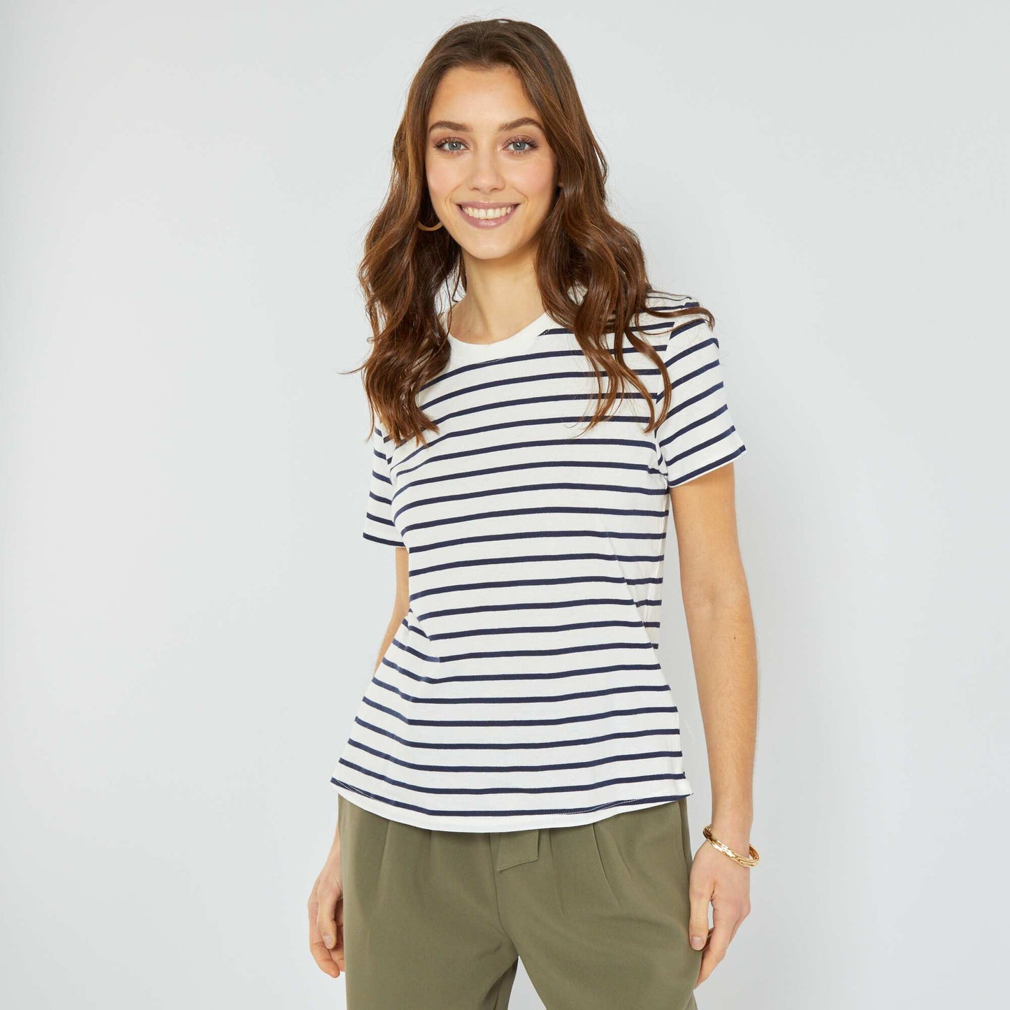 T-shirt co-con u 'rayures' Blanc