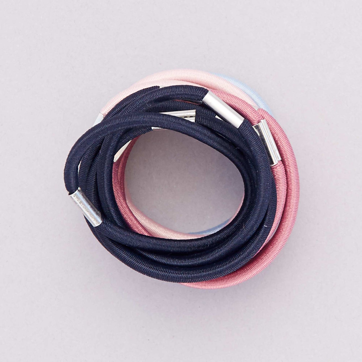 Lot de 15 lastiques unis rose/bleu/noir