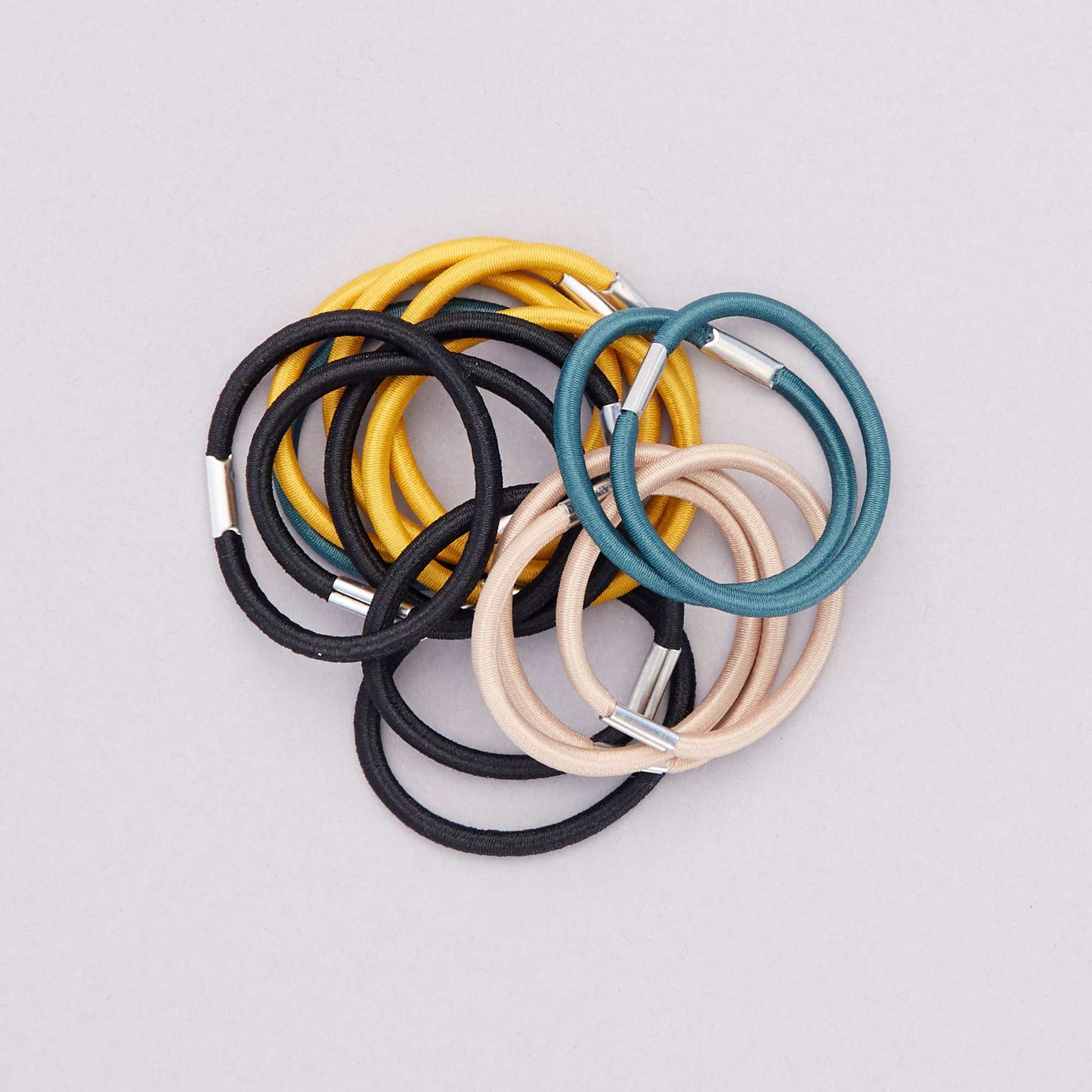 Lot de 15 lastiques unis jaune/vert/noir