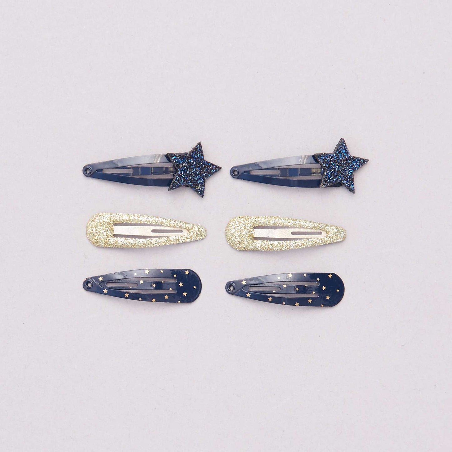 Lot de 6 pinces cheveux bleu/dor