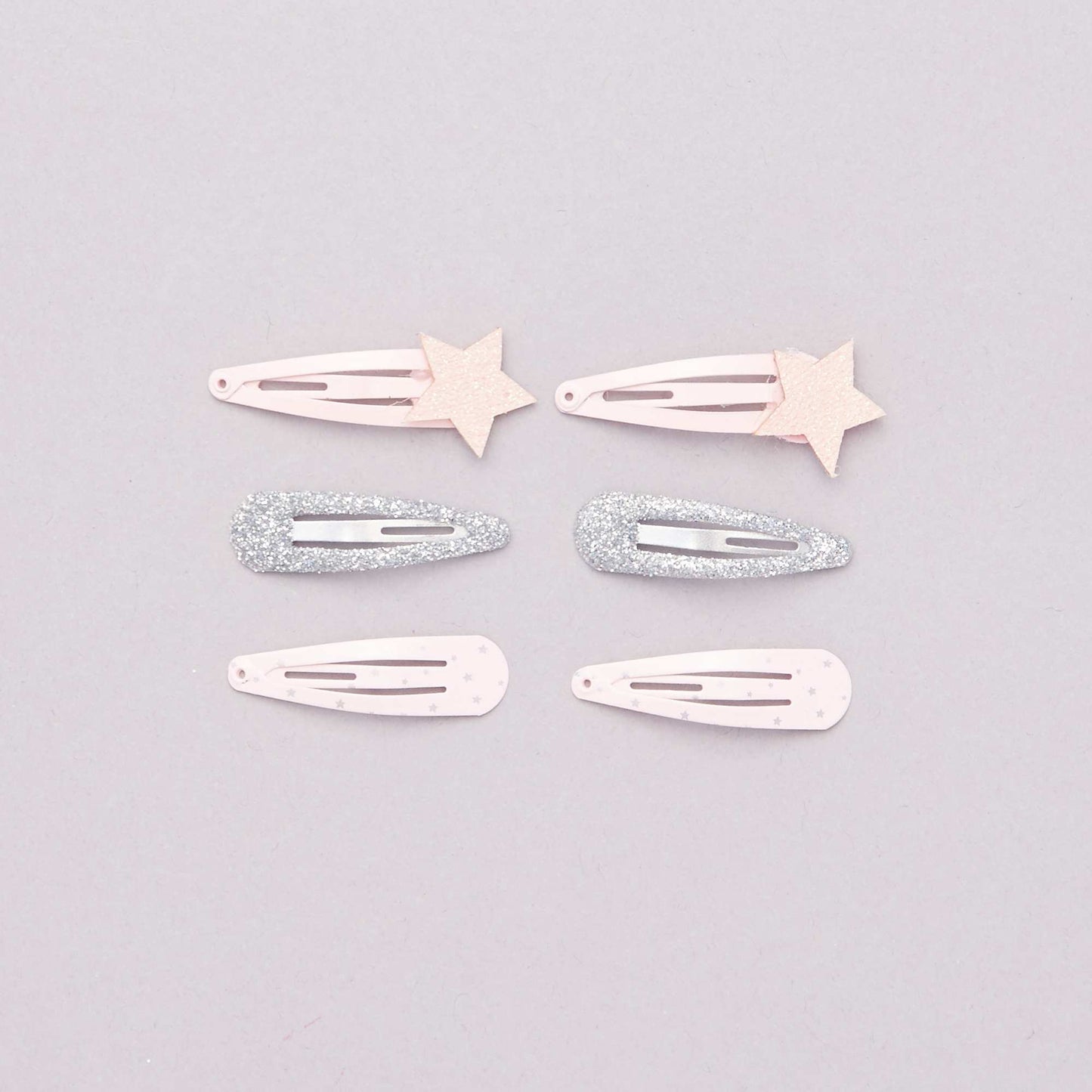 Lot de 6 pinces cheveux rose