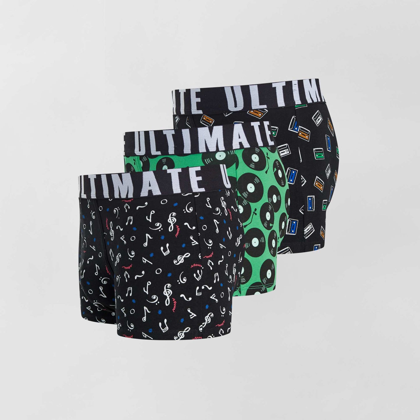 Lot de 3 boxers fantaisie noir/vert
