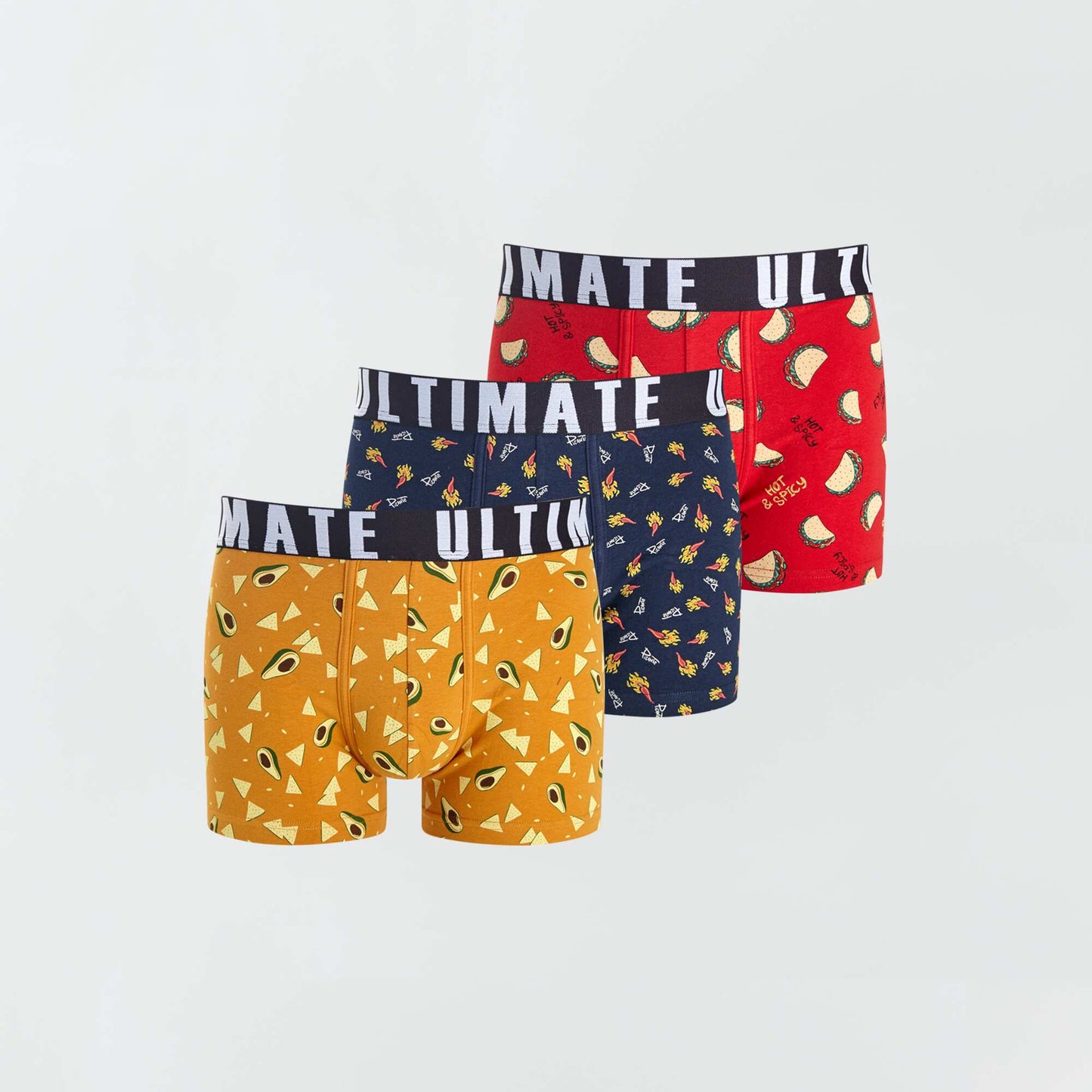 Lot de 3 boxers fantaisie Rouge/jaune/bleu