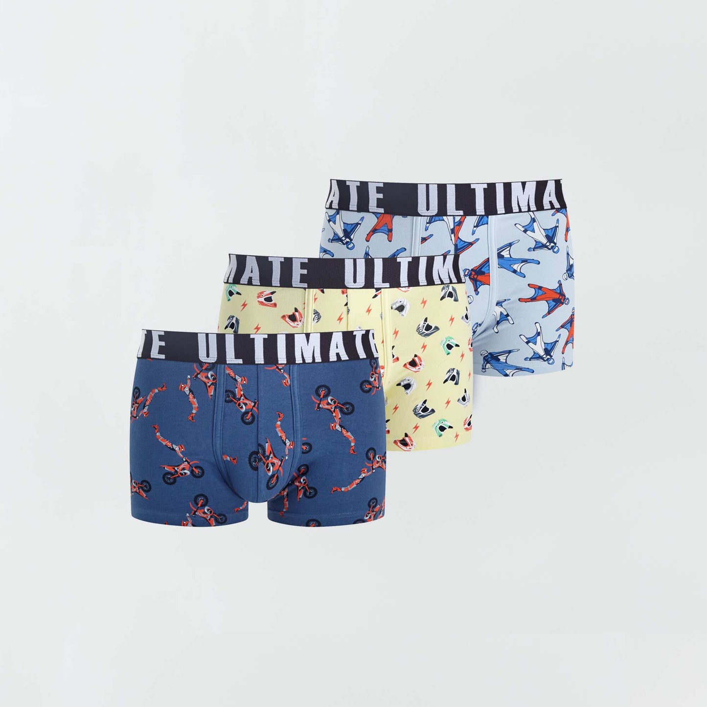 Lot de 3 boxers fantaisie bleu/jaune