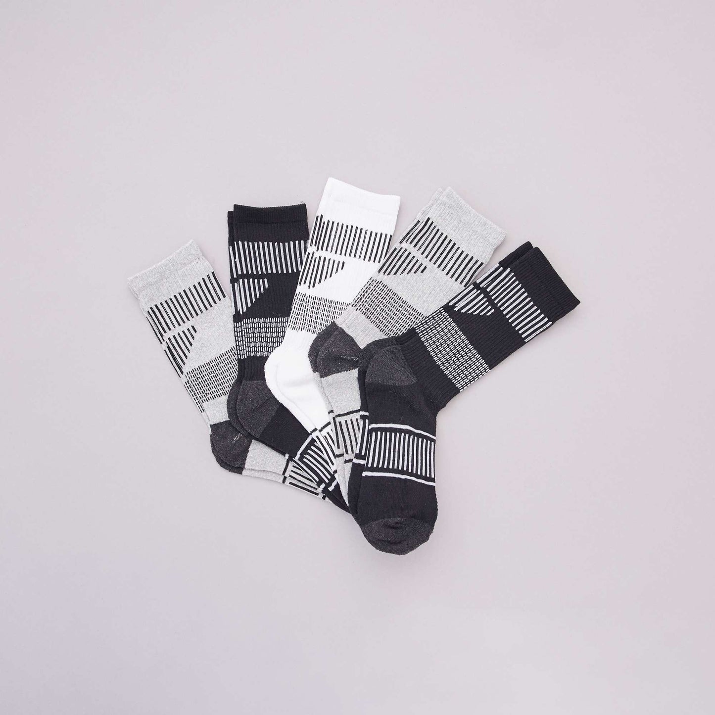 Lot de 5 paires de chaussettes de sport noir/gris