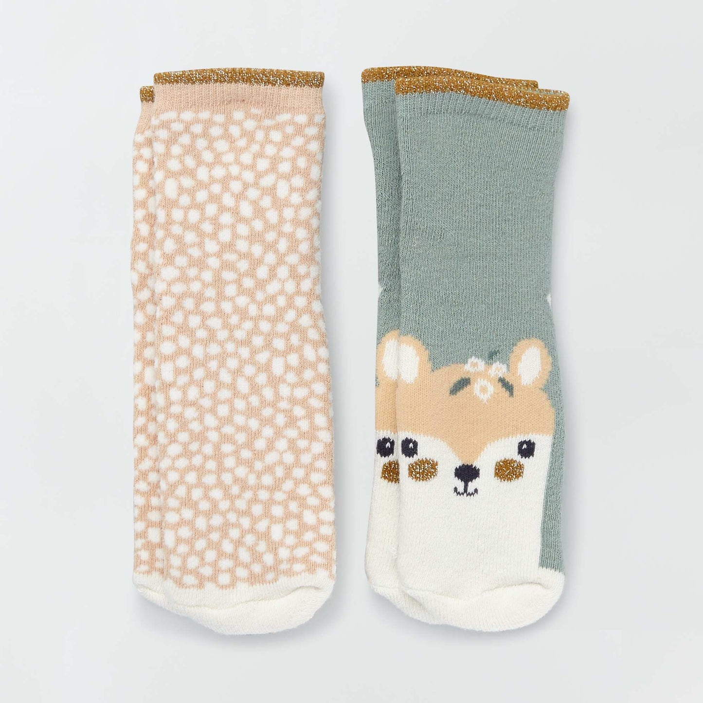 Lot de 2 paires de chaussettes antid rapantes Blanc/rose