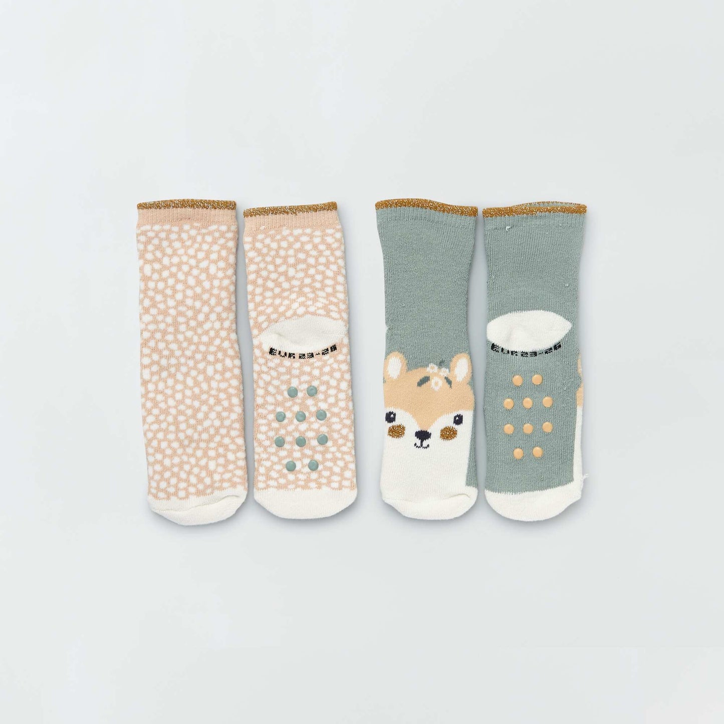Lot de 2 paires de chaussettes antid rapantes Blanc/rose